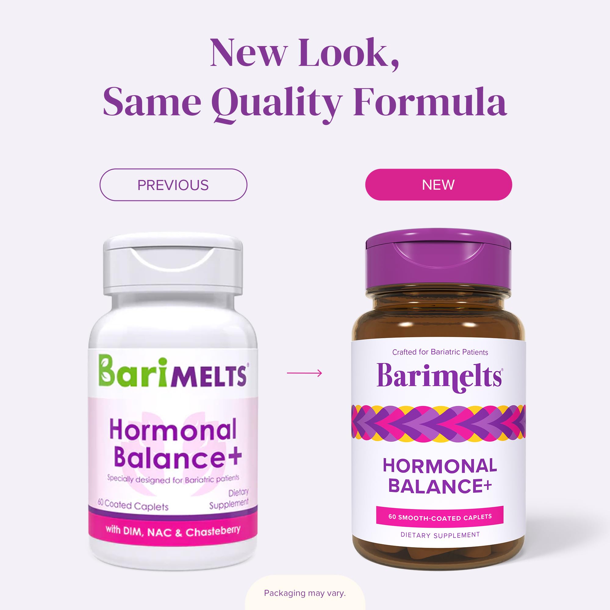 BariMelts Hormonal Balance+, 60 Easy-Swallow Caplets (1-Month Supply), Bariatric Supplement with DIM, NAC and Chasteberry, Supports Hormone Balance for Women After Bariatric Surgery