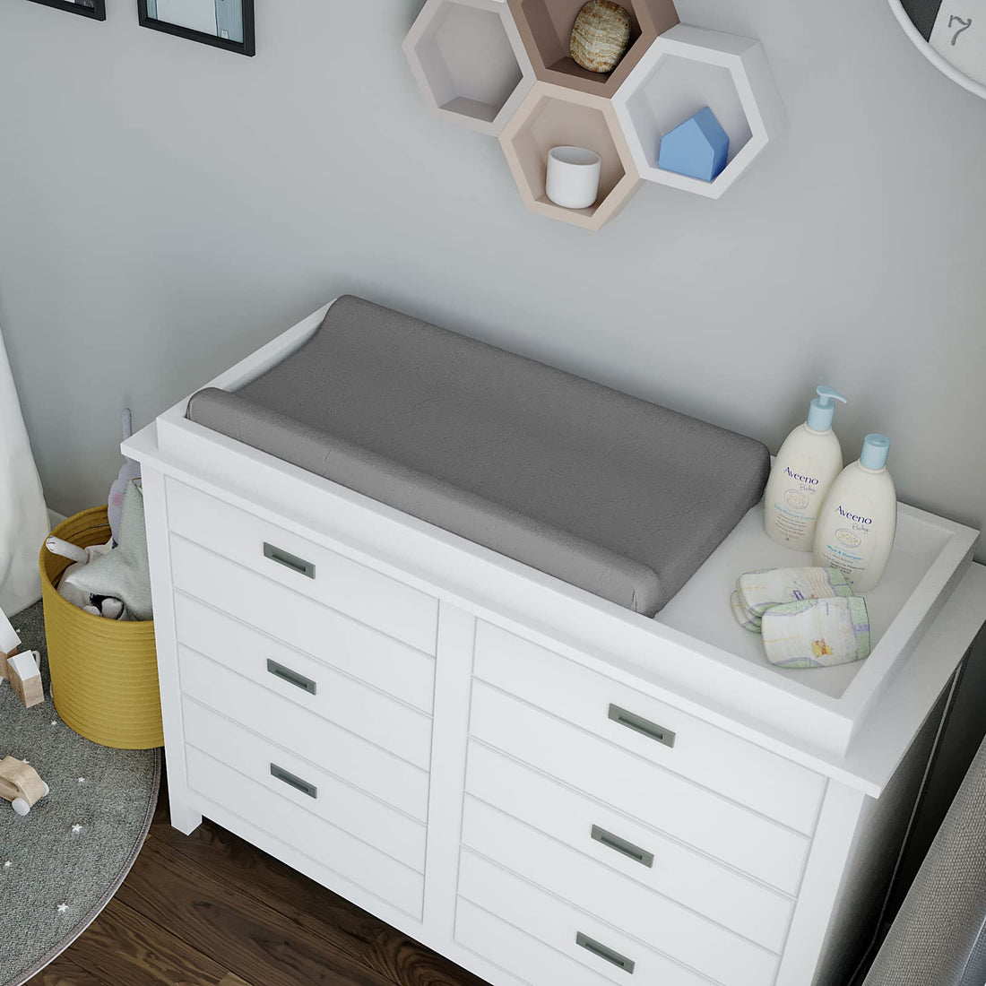 Natemia Organic Cotton Changing Pad Cover - 16x32 - Silky Soft & Hypoallergenic - Fits Cradle & Bassinet - Perfect Baby Shower Registry Gift