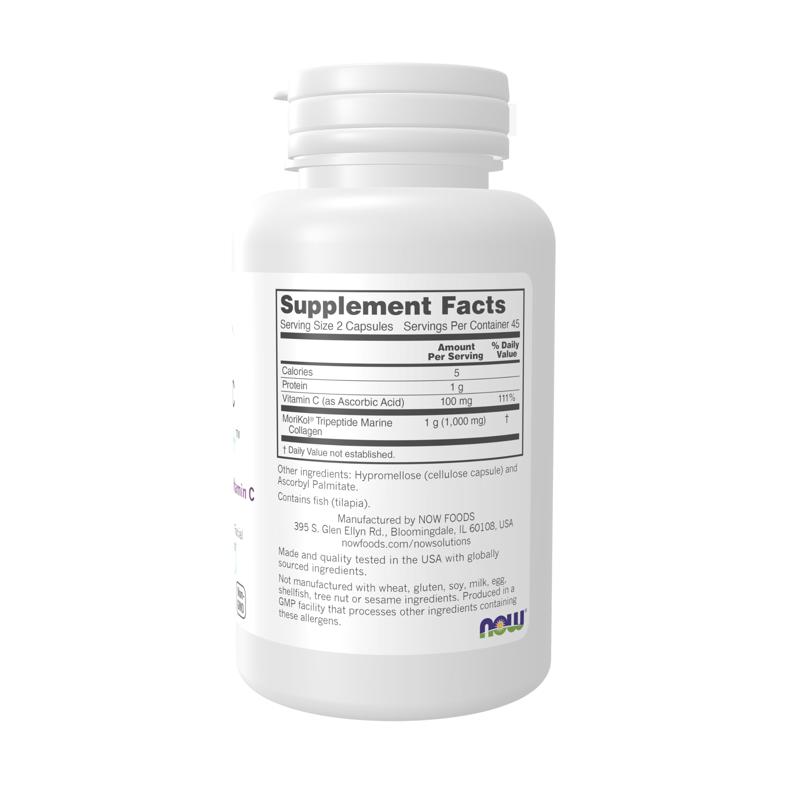 NOW Foods Solutions Aquatic Beauty+ Capsules - Marine Collagen and Vitamin C Supplement for Youthful Skin*, Non-GMO, 60 Capsules