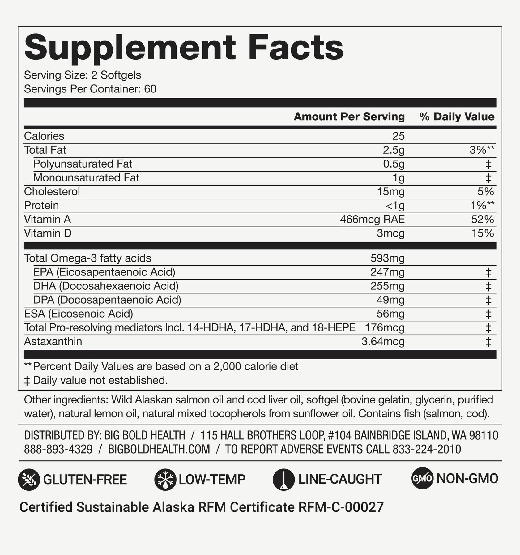 2 Month Supply - Omega-3 Rejuvenate Fish Oil Supplement, Wild Alaskan Cod and Sockeye Salmon Fish Oil, Lemon Flavor —Omega-3 Fatty Acids with EPA, DHA, & DPA— 120 Softgels