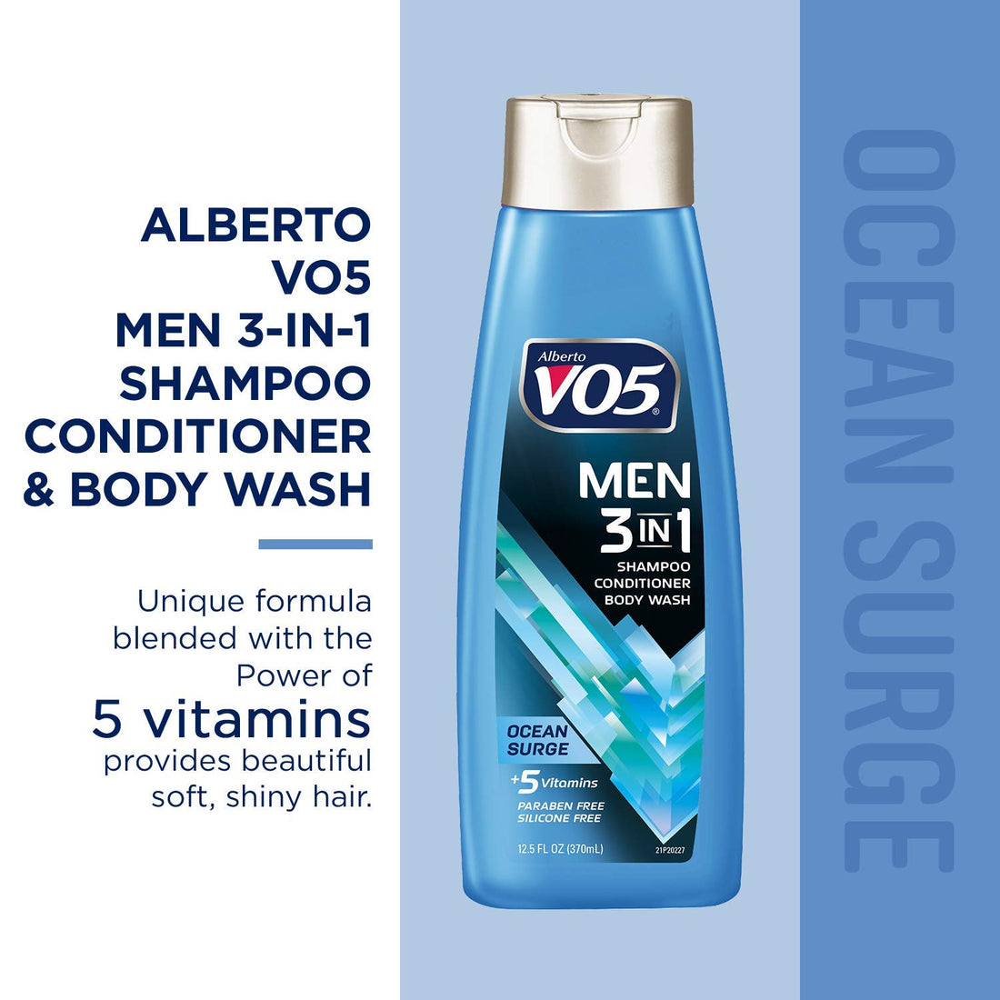 Alberto Vo5 Mens 3 In 1 Shampoo, Conditioner & Body Wash, Ocean Surge 12.5 Fl Oz