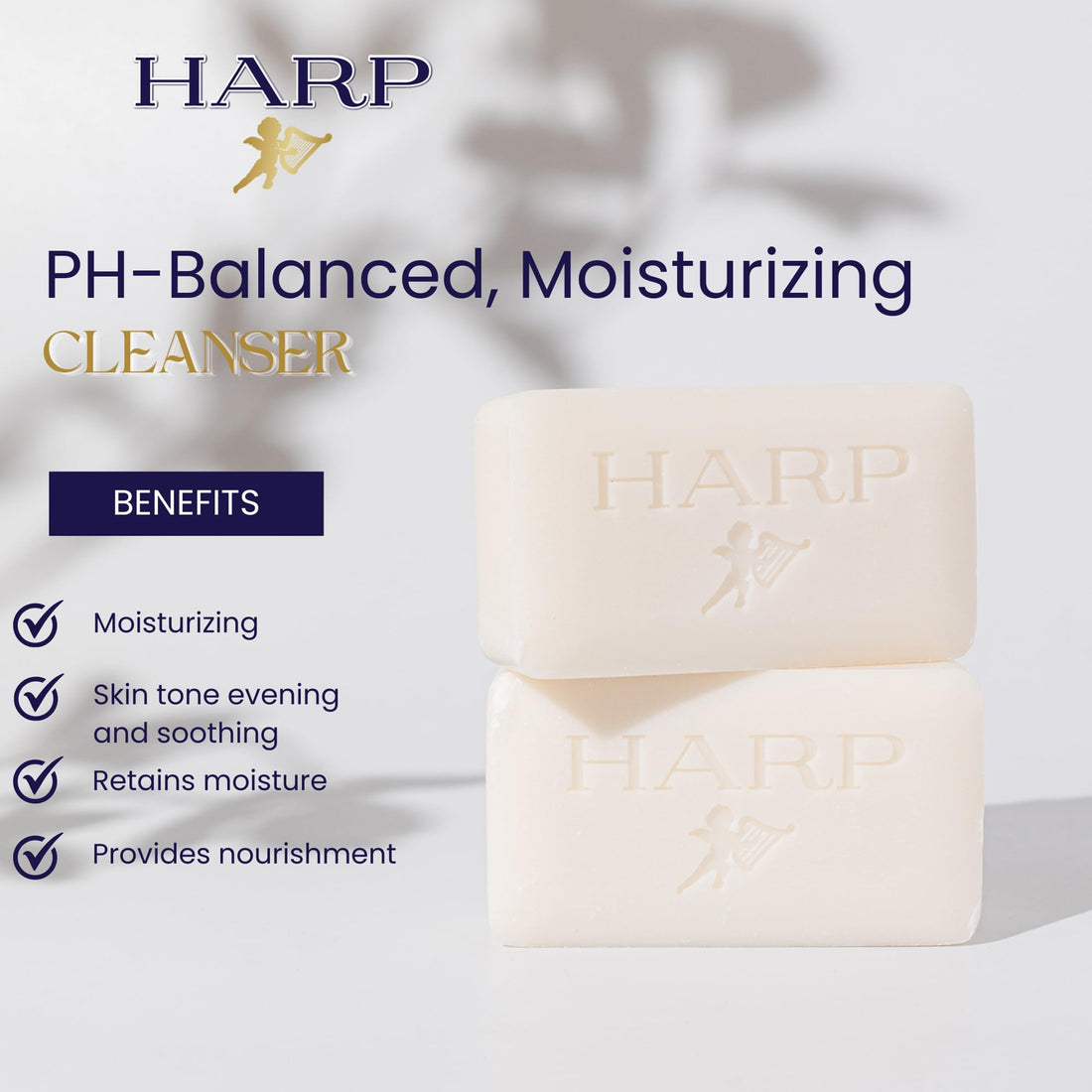 HARP Sensitive Skin Body Wash Bar | pH Balanced (Slightly Acidic) | 100% Syndet | Moisturizing Shea Butter | Non-Comedogenic | Soap-Free, Lye-Free. FRAGRANCE FREE (No Masking agents added)