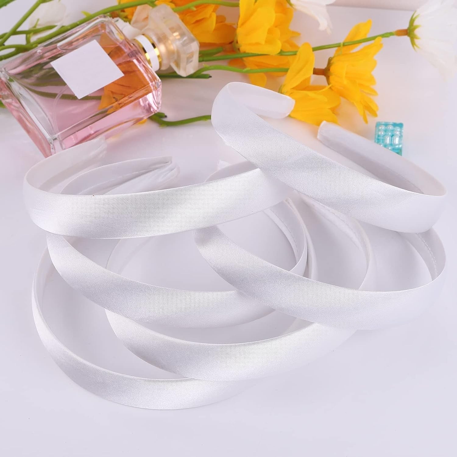 Candygirl 0.8 Inch Wide Satin Covered Headbands DIY Ribbon Headbands for Girls Women Craft