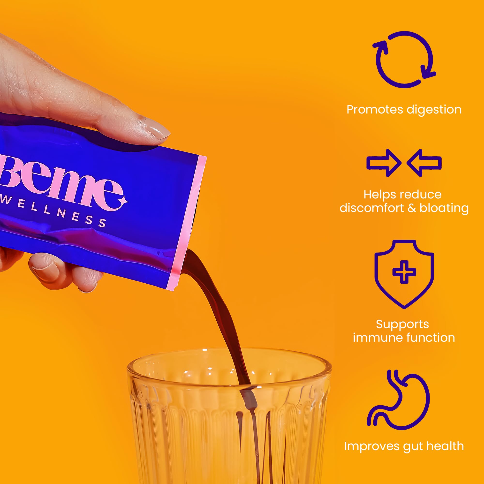 BeMe 3-in-1 Liquid Probiotic for Women & Men, Be Healthy-Drinkable Liquid Probiotics Supplement for Digestive & Gut Health - Prebiotic, Probiotic, & Postbiotic Supplements for Adults (30 Sachets)