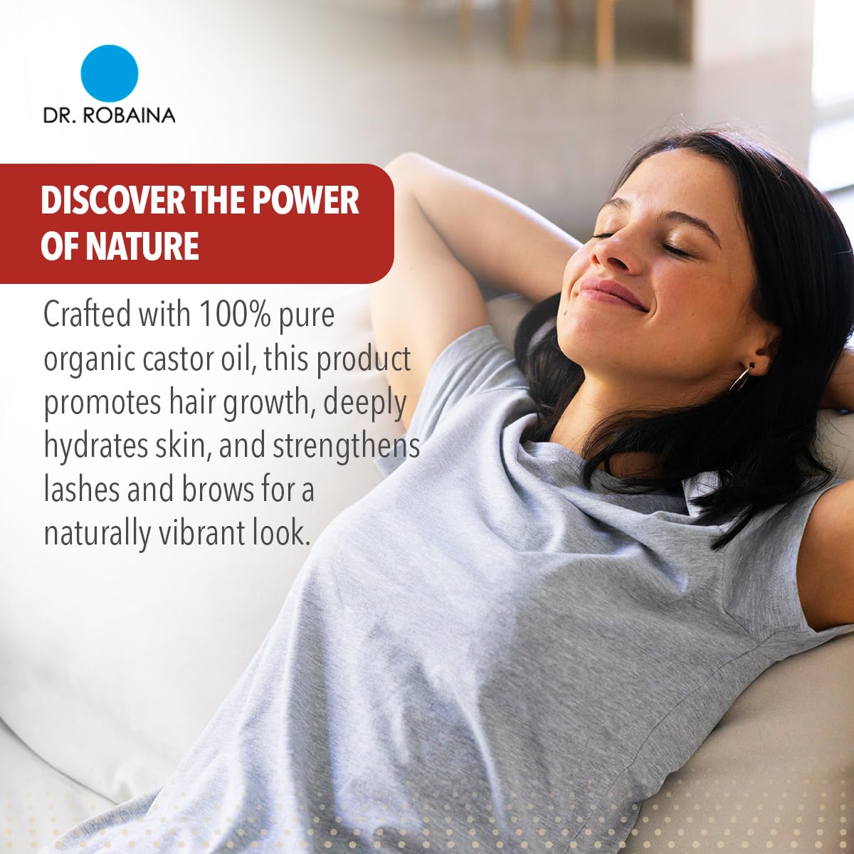 Dr. Robaina 100% Pure Organic Castor Oil – Cold-Pressed for Hair Growth, Deep Skin Hydration, Eyelash & Eyebrow Strengthening – Vegan, Natural Moisturizer, Made in USA