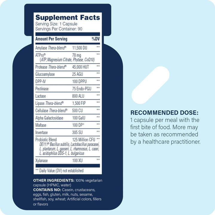 Enzyme Science, Complete Digestion, 3-in-1 Gut Health Support for Men & Women, Probiotic Blend+Digestive Enzymes+ATPro, 90 Capsules