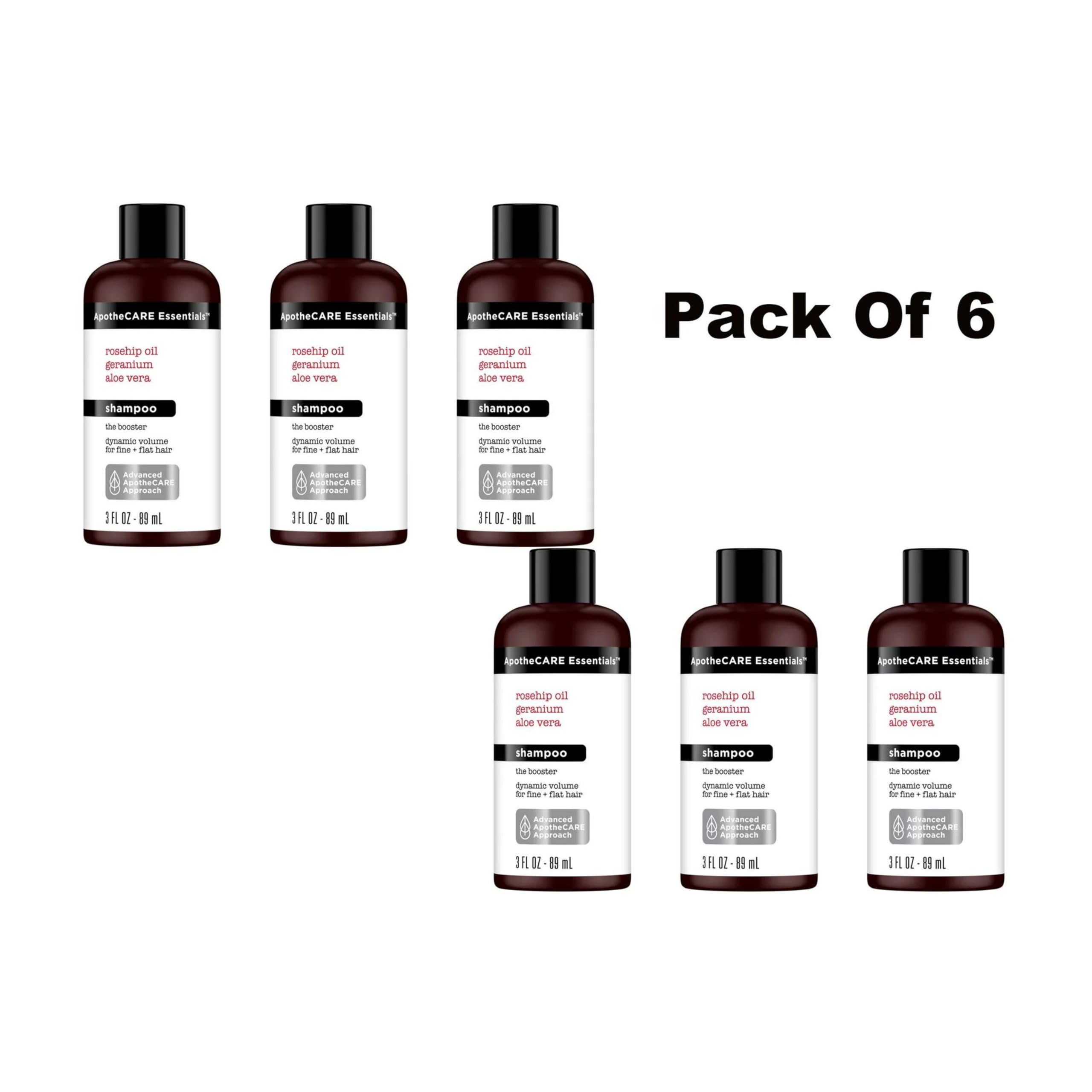 Generic ApotheCARE Shampoo Aloe Vera Rosehip Oil Geranium Travel Size 3 oz. (Pack of 6)