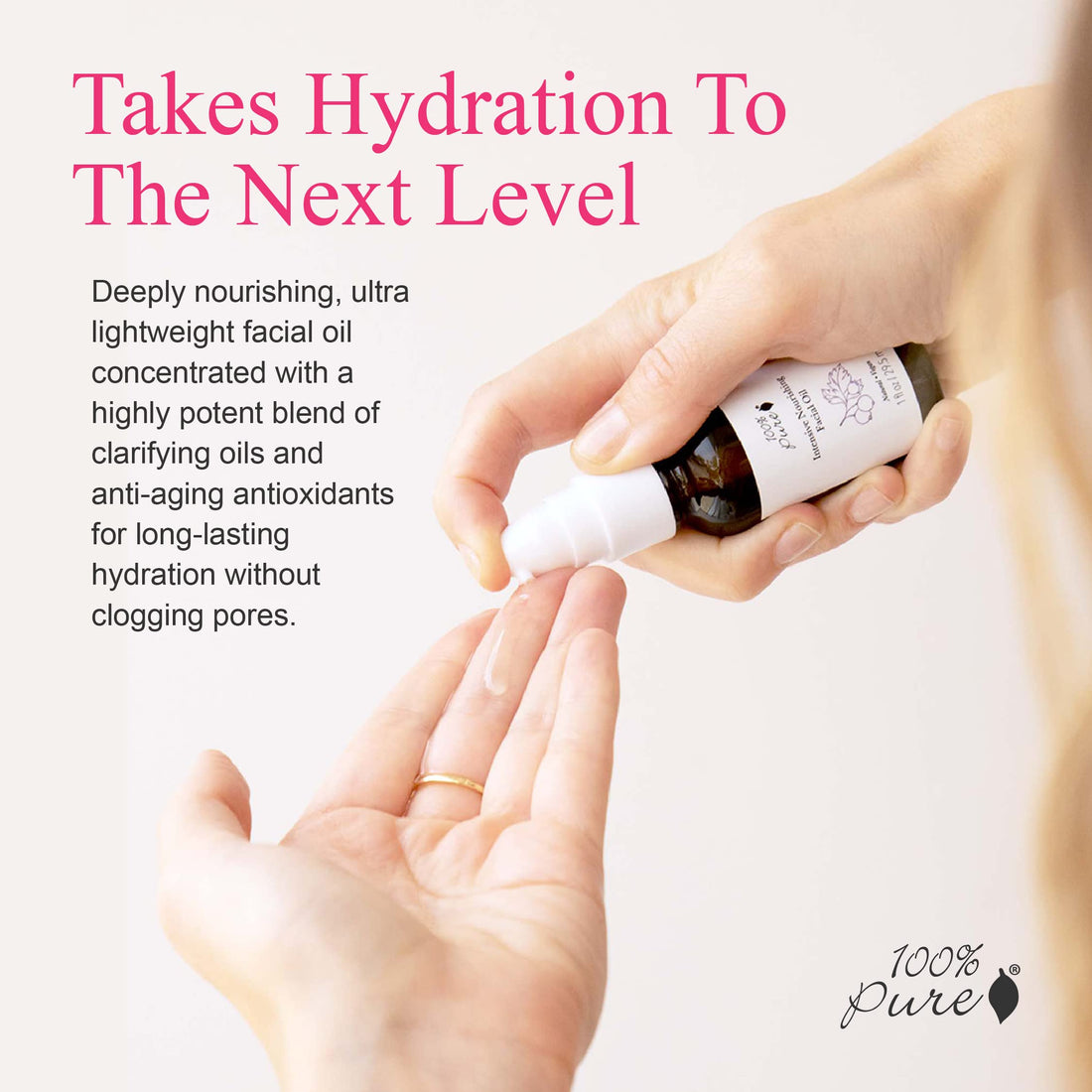 100% PURE Intensive Nourish Facial Oil Hydrating Face & Body Moisturizer Natural Illuminating Dry Skincare for Women & Men - Vegan - 1oz