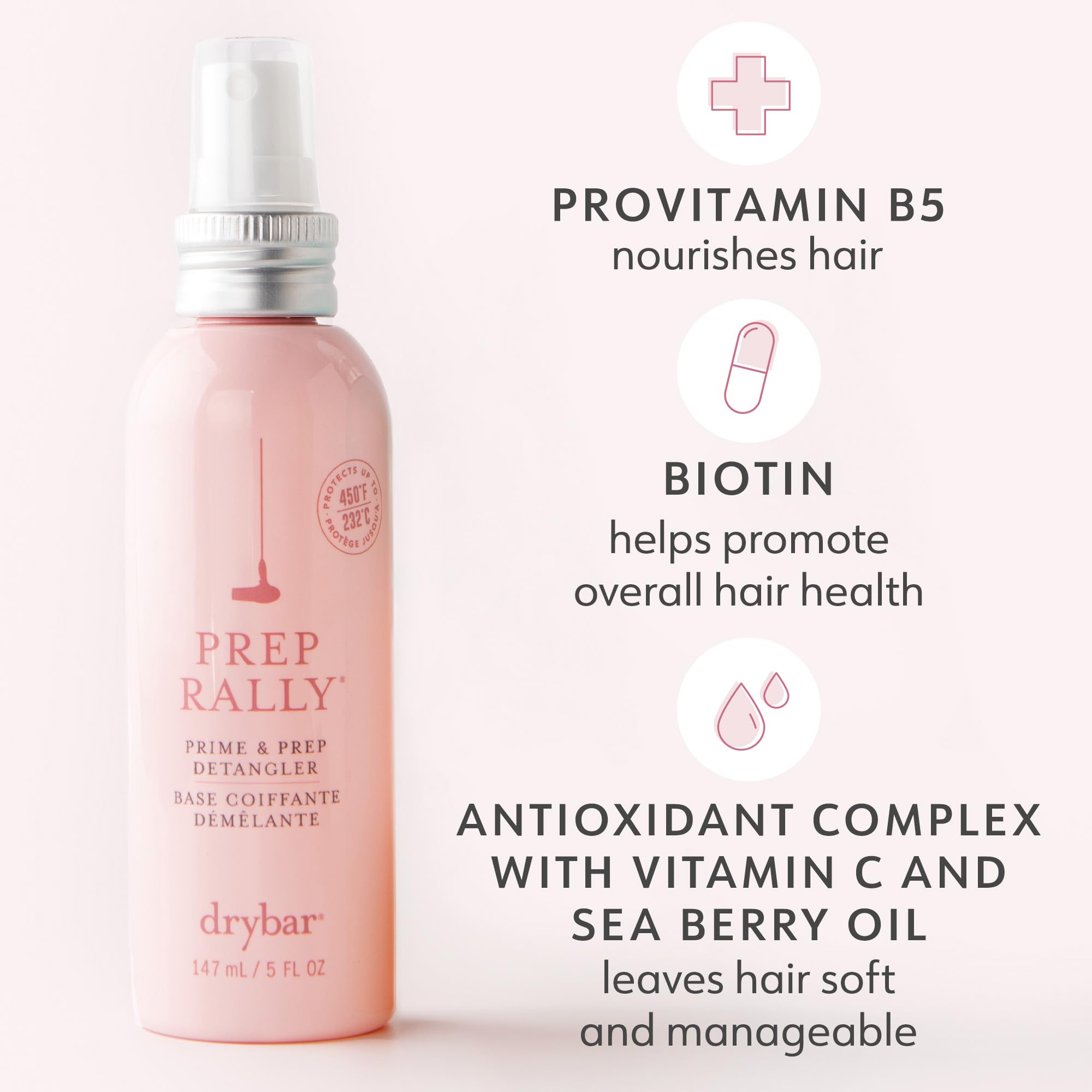 Drybar Prep Rally Prime and Prep Detangler, Noir Scent, 5 fl. oz.