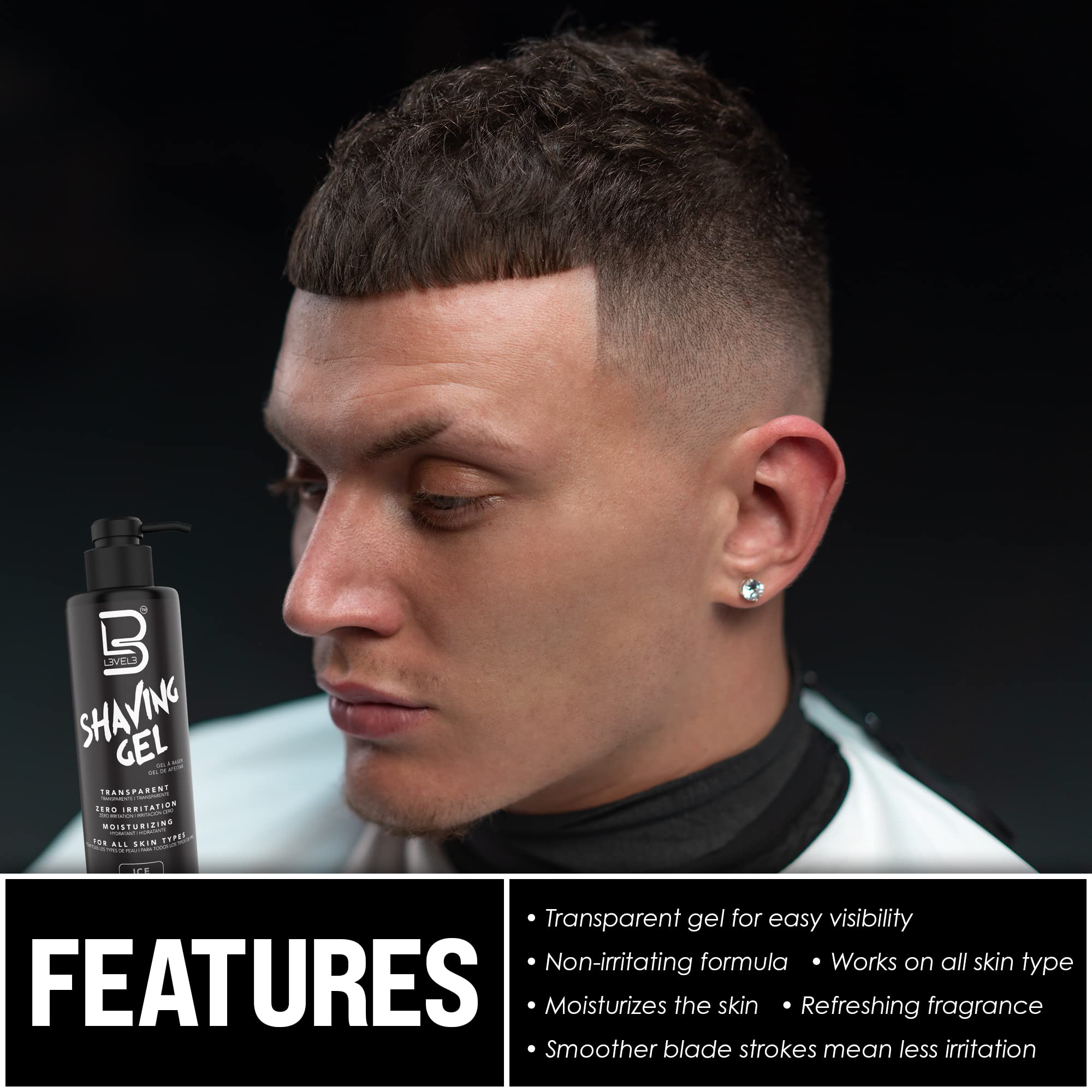 Level 3 Shaving Gel - Straight Razor Shave Gel - Non-Irritating - Refreshing Smell L3 - No Hot Towel Necessary - Level Three Razor Gel (Ice)