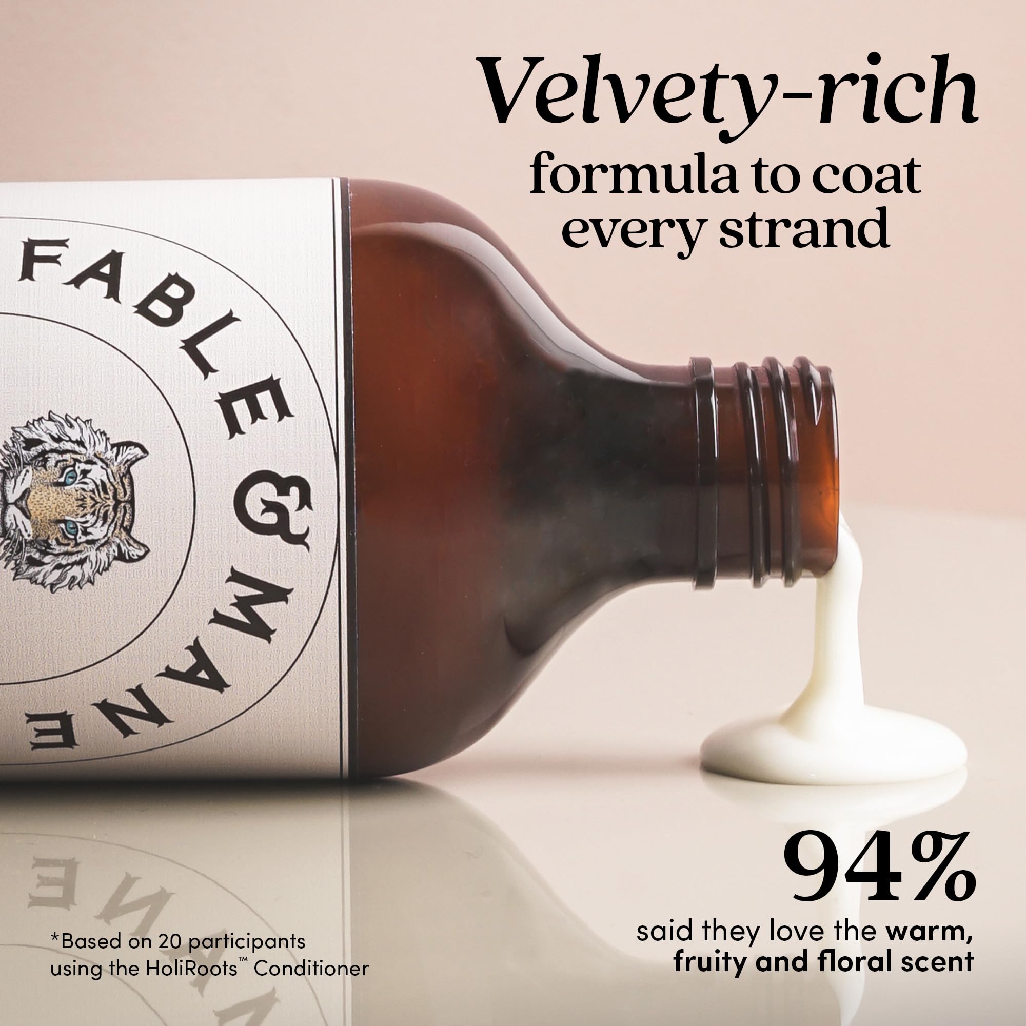 Fable & Mane Holiroots Conditioner for Women - Moisturizing for Damaged, Dry Hair with Turmeric, 8.5 FL oz