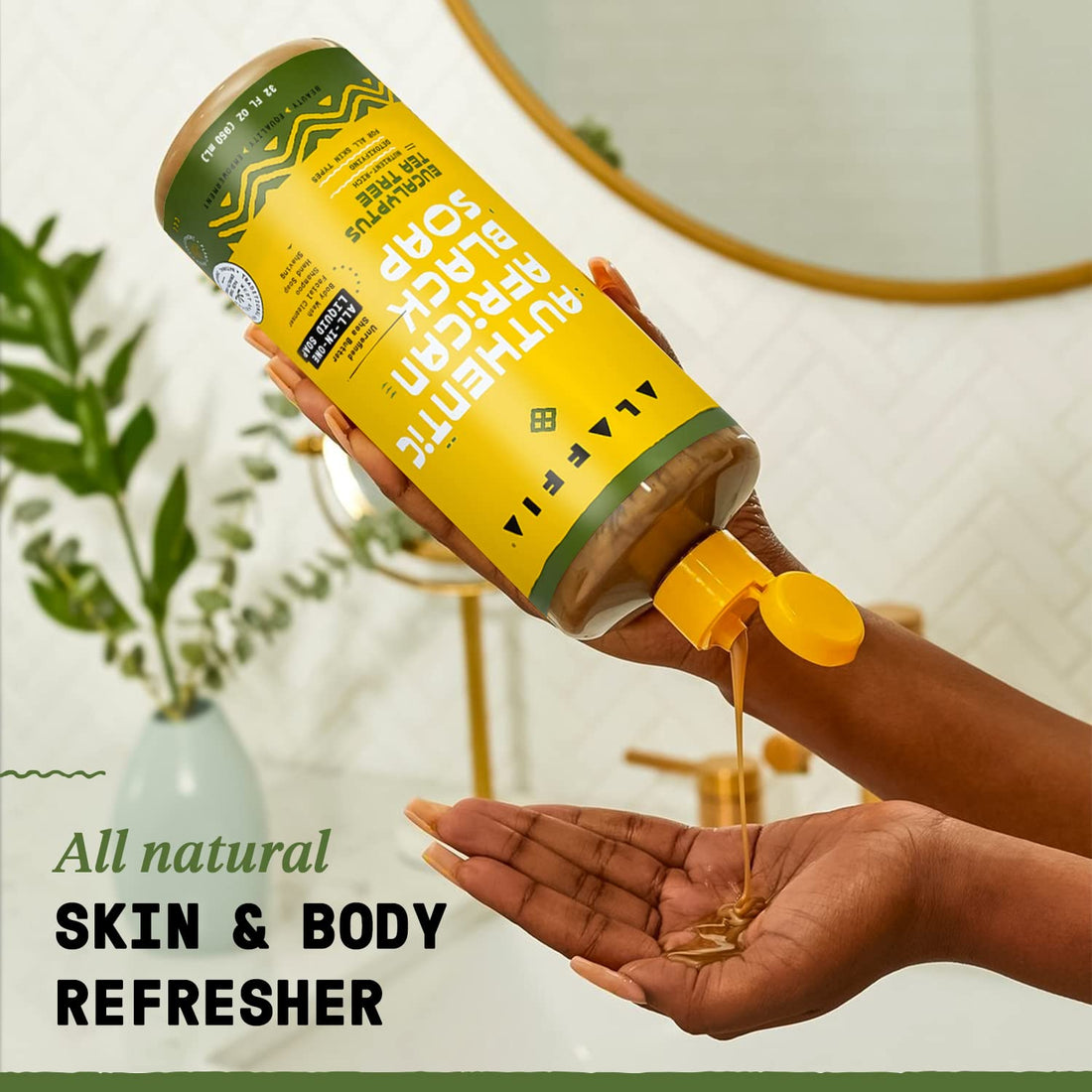 Alaffia - Authentic African Black Soap, Eucalyptus Tea Tree, 32 Ounces