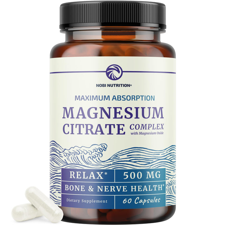 Magnesium Citrate Complex 500 MG for Calm, Relaxation, Constipation & Digestion Support | High Absorption Magnesium Supplement with Elemental Mag Oxide | Non-GMO, Soy-Free | 60 Ct (2 Month Supply)