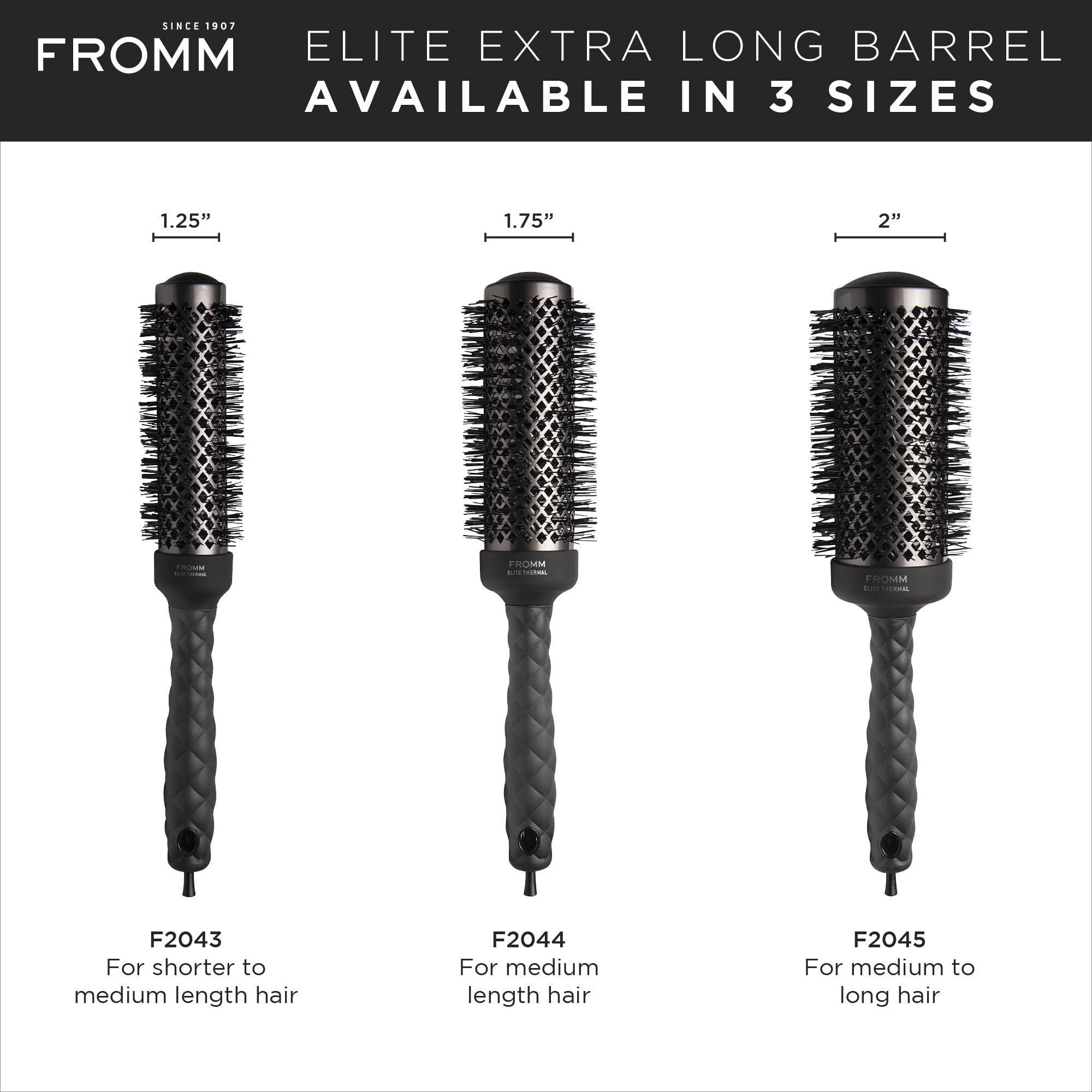 Fromm Elite Thermal Extended Barrel 2 Ceramic Ionic Round Brush, F2045