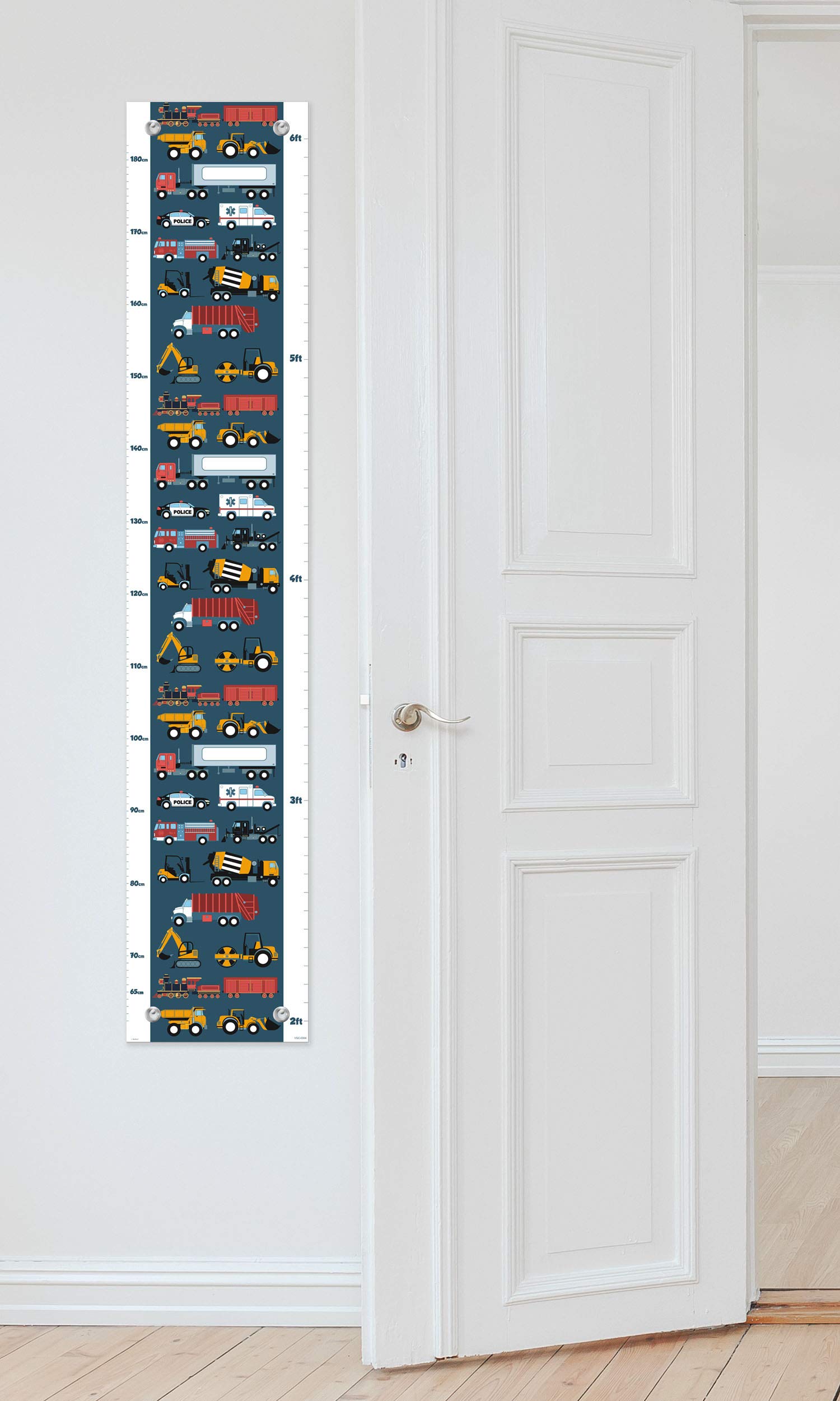 Kid Room Decor Firetruck Police Car Truck and Train Growth Chart for Kids Measurement Growth Chart