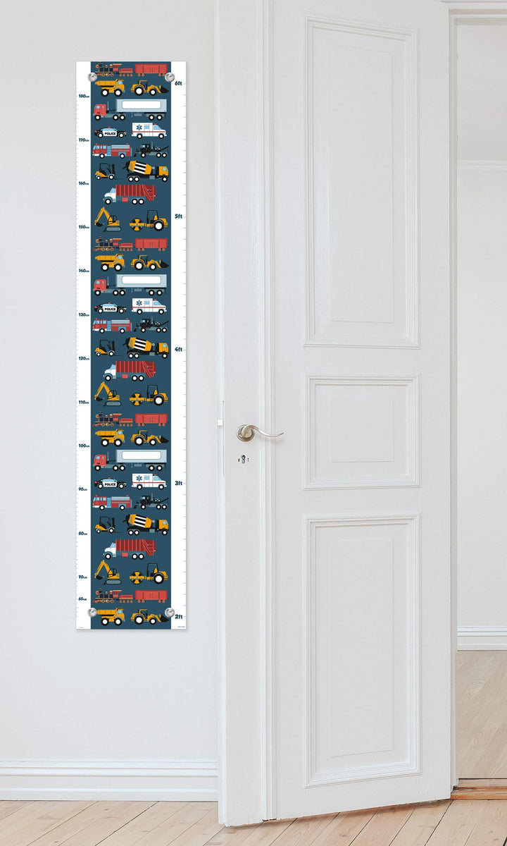 Kid Room Decor Firetruck Police Car Truck and Train Growth Chart for Kids Measurement Growth Chart