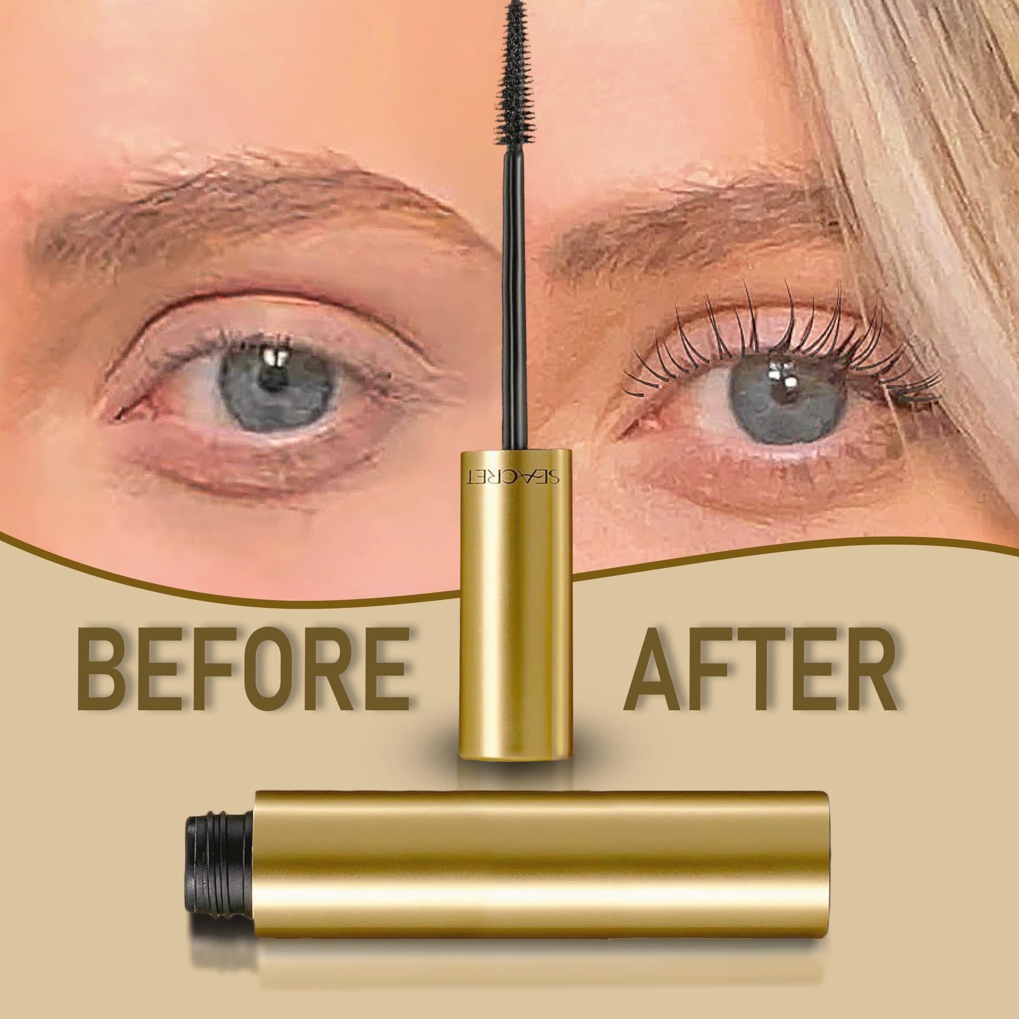 SEACRET - Minerals From The Dead Sea, Non Smudge, Volumizing Black Mascara, Cone Brush 0.28 OZ.