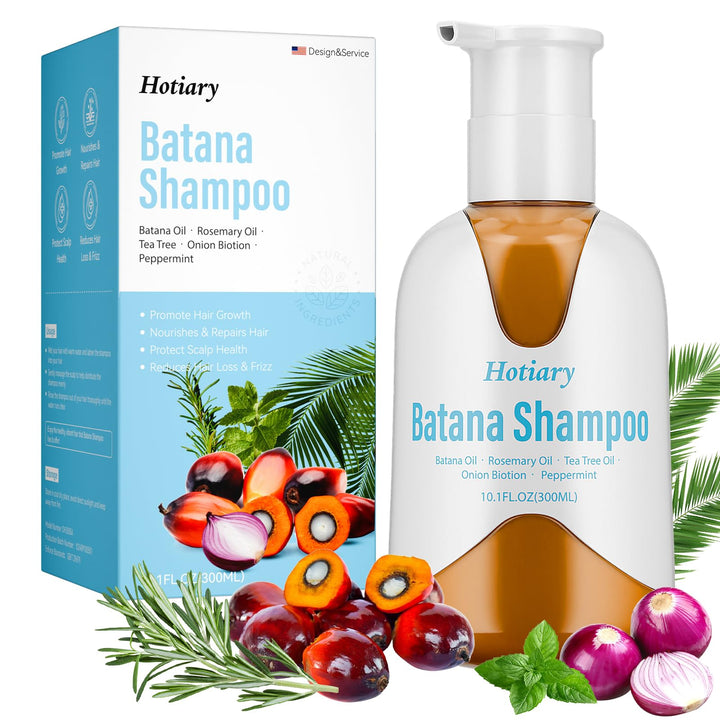 Raw Batana Oil Shampoo for Hair Growth Dr. Sebi, Organic Batana Oil Hair Loss Shampoo with Rosemary Oil, Onion, Biotin, Caffeine, Tea Tree Oil, Nourishing Repair Damage Hair for Men & Women