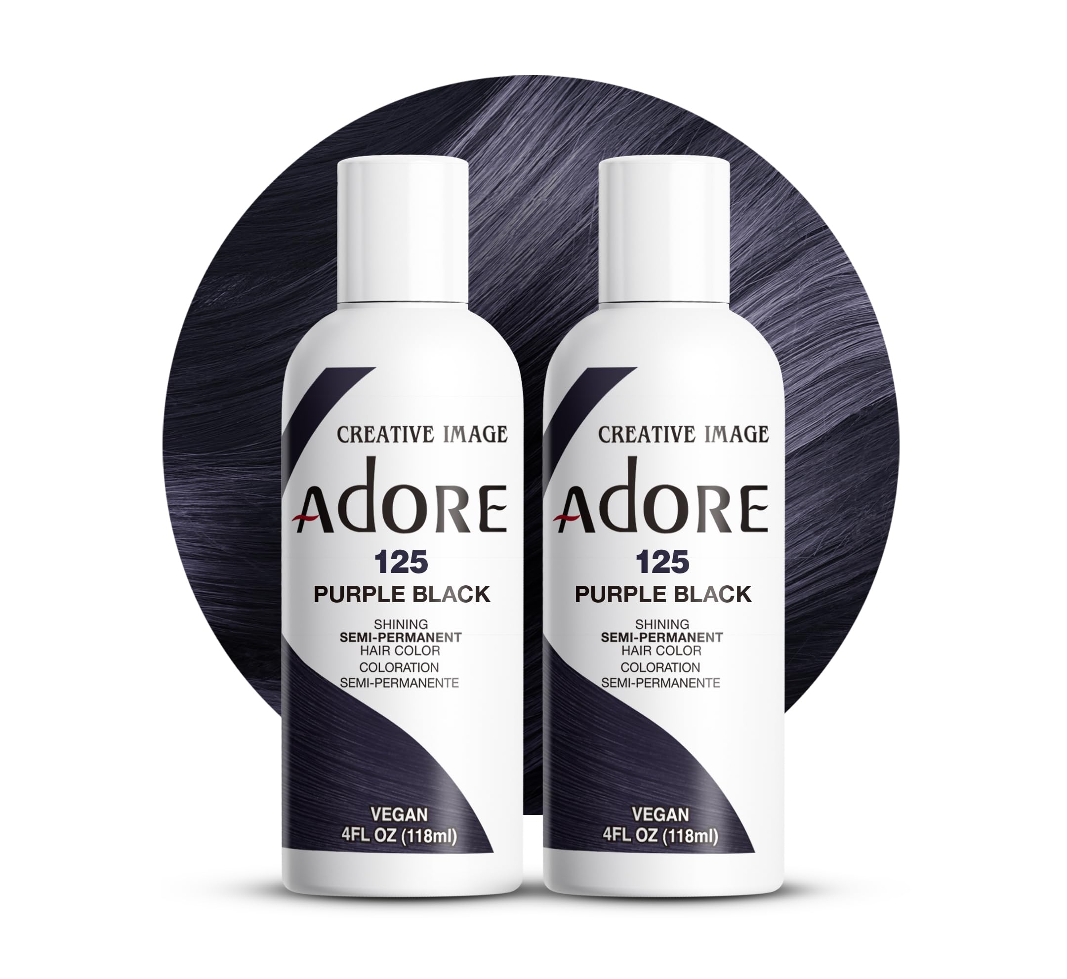 Adore Semi-Permanent Haircolor, 125 Purple Black, Pack of 2, 4 Fl Oz