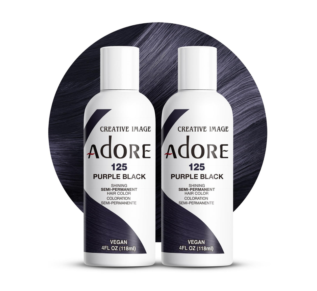 Adore Semi-Permanent Haircolor, 125 Purple Black, Pack of 2, 4 Fl Oz