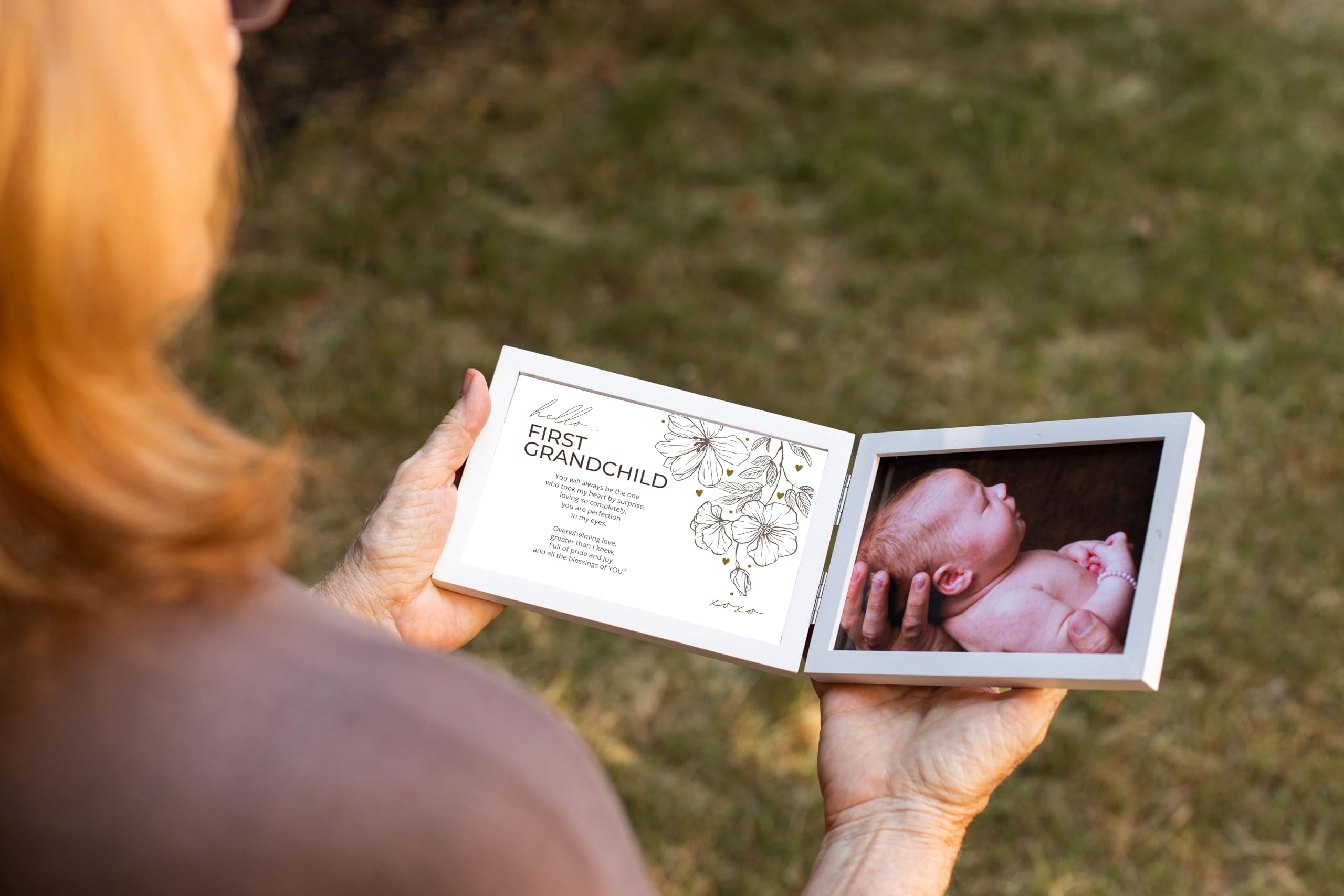 First Grandchild Gift for New Grandparents - Poetry Frame (White)