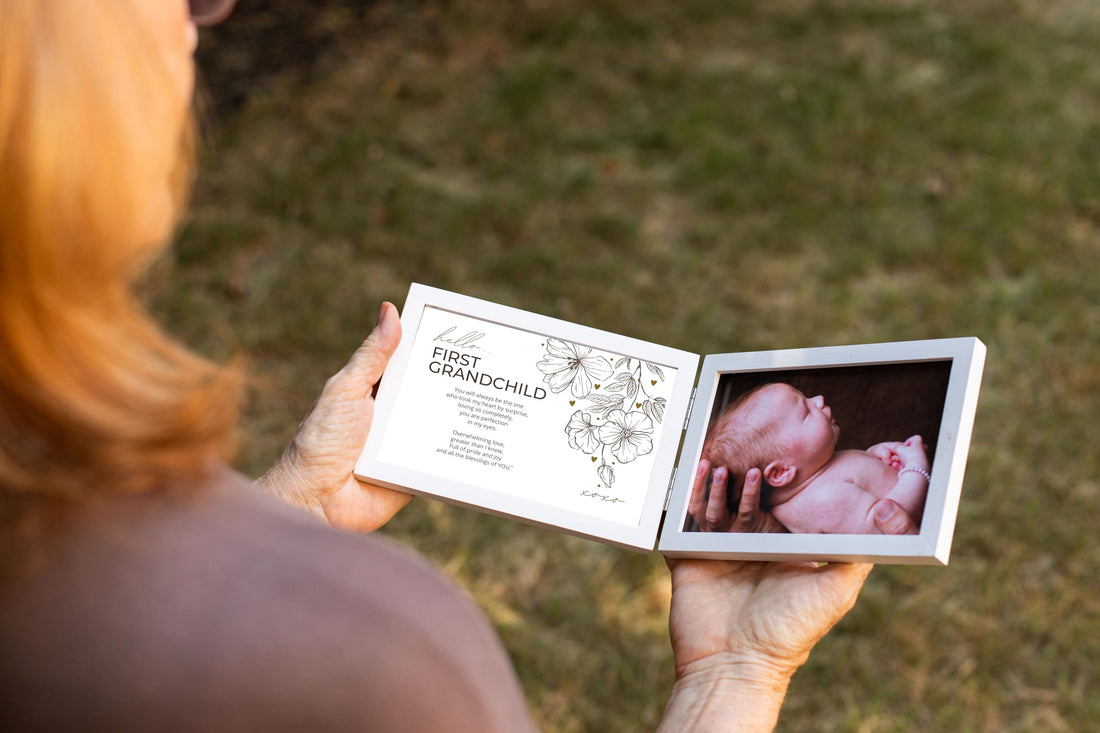 First Grandchild Gift for New Grandparents - Poetry Frame (White)