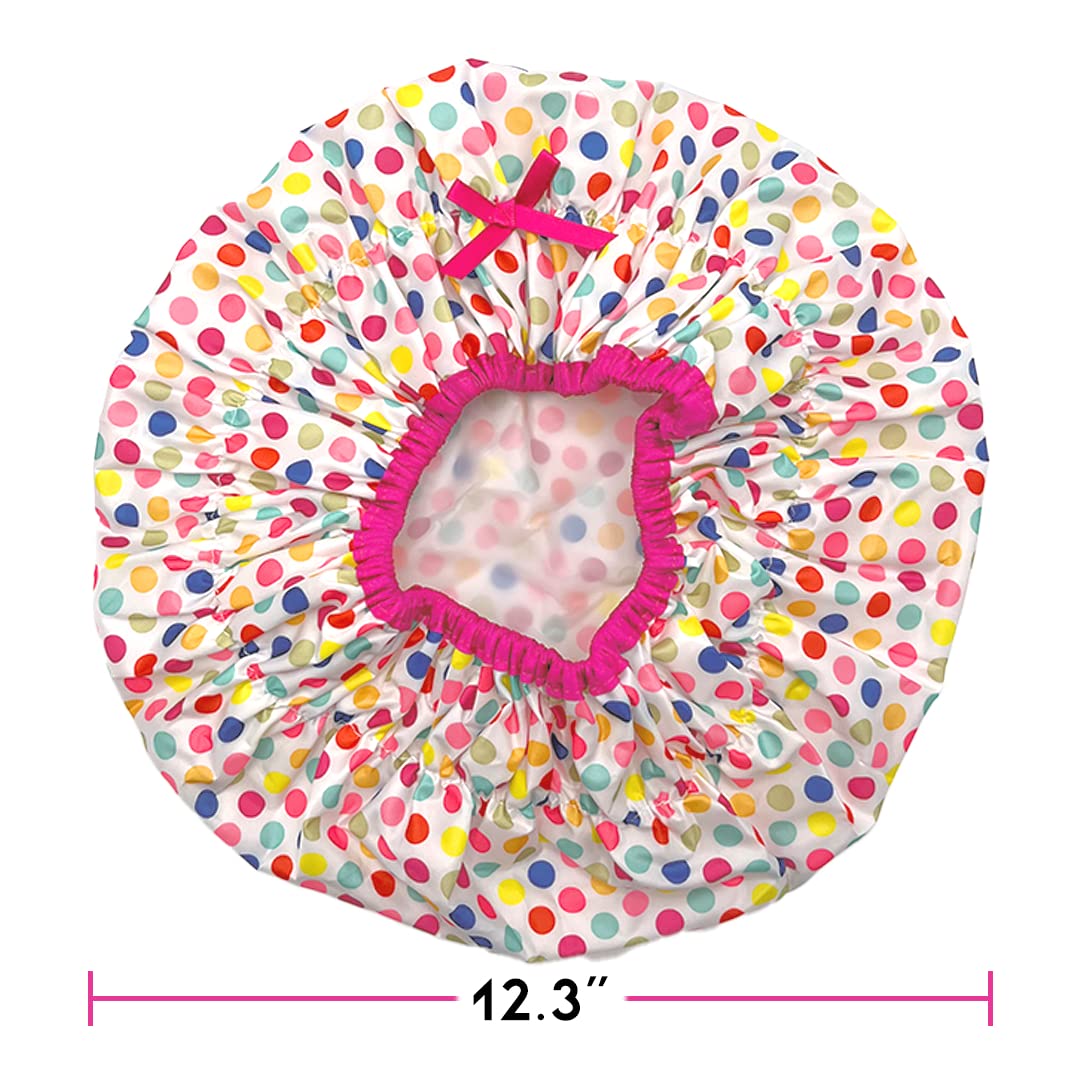 Reusable Shower Cap & Bath Cap & Lined, Oversized Waterproof Shower Caps Large Designed for all Hair Lengths with PEVA Lining & Elastic Band Stretch Hem Hair Hat - Fashionista Showered With Kisses