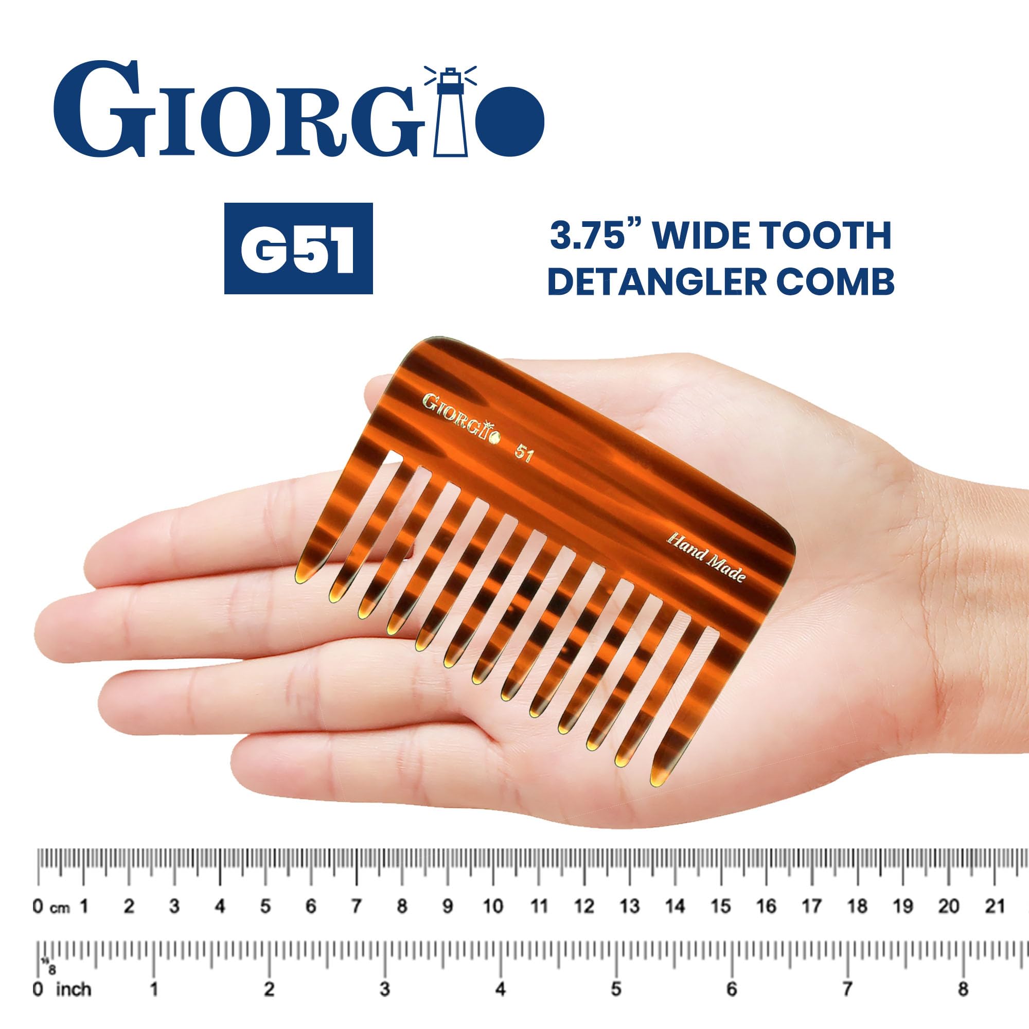 GWL Giorgio Hand Made Flexible Comb 3-3/4 Long (Tortoise G51)
