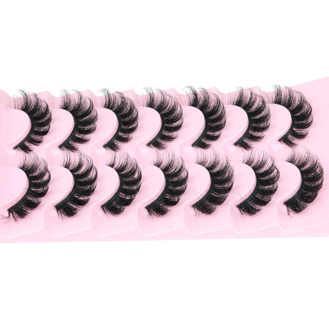 Mink Lashes Fluffy Wispy Lashes Natural Look 3D False Eyelashes D Curl Russian Strip Lashes 7 Pairs Short Fake Eyelash Pack by EYDEVRO