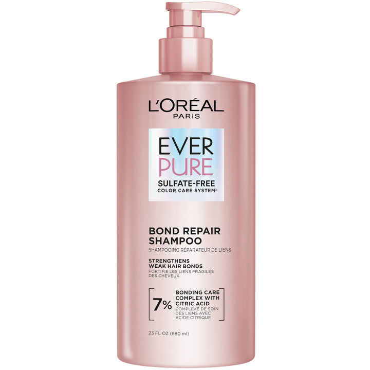 L'OREAL PARIS Bond Repair Sulfate Free Shampoo for Damaged Hair, Strengthening Hair Care with Citric Acid, Repairs Weak Hair Bonds, EverPure, 23 Fl Oz