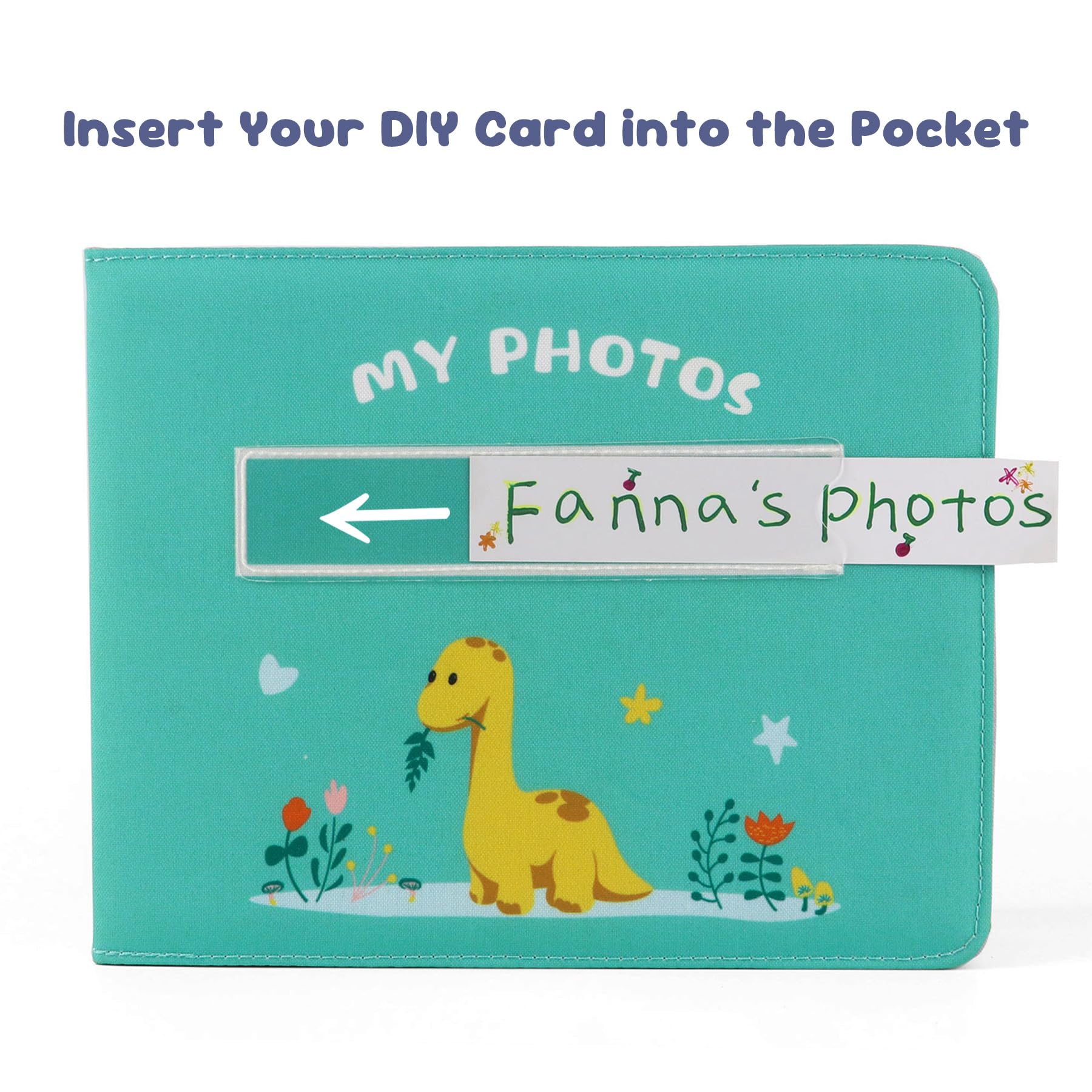 Baby's My First Photo Album of Dinosaur Theme, Soft Cloth Photo Album with Color Pages for 10 Pictures 4x6 inch