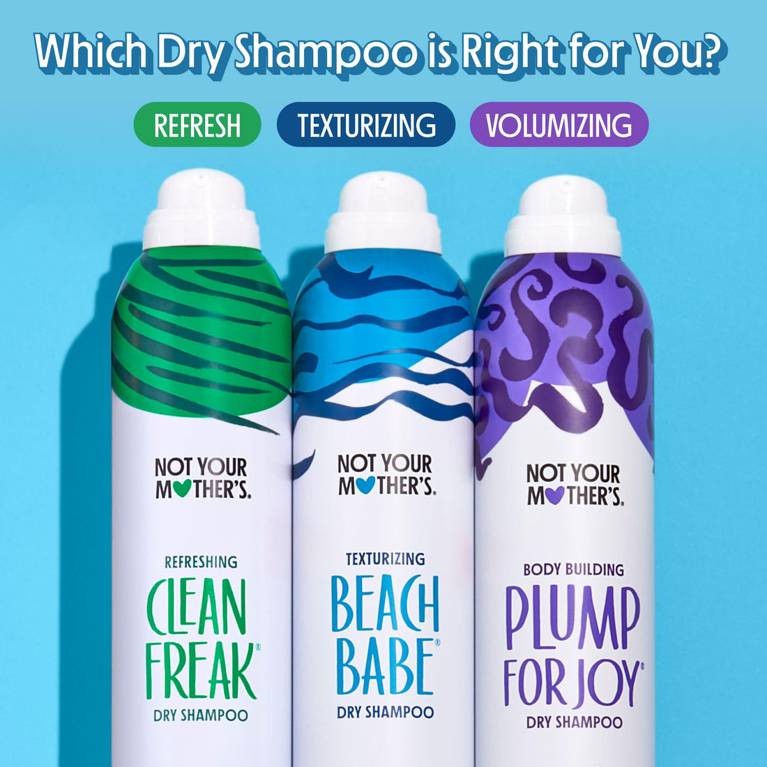 Not Your Mother's Dry Shampoo Assortment (3-Pack) - 7 oz - Clean Freak, Plump for Joy, Beach Babe Dry Shampoos - Instantly Absorbs Oil in Hair