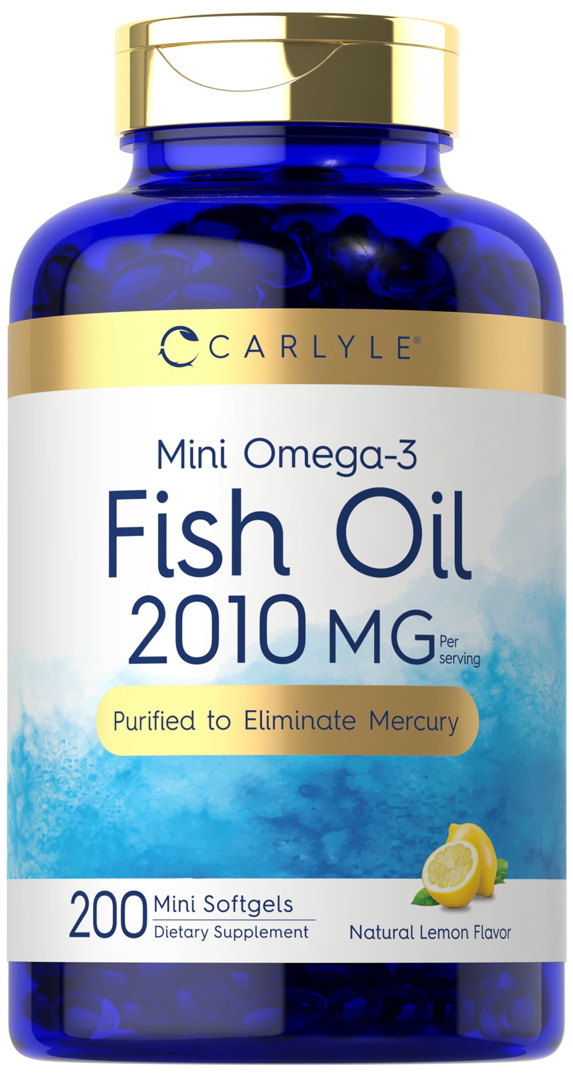 Carlyle Mini Fish Oil Softgels | 2010 mg | 200 Omega-3 Pills | with EPA & DHA | Non-GMO & Gluten Free Supplement