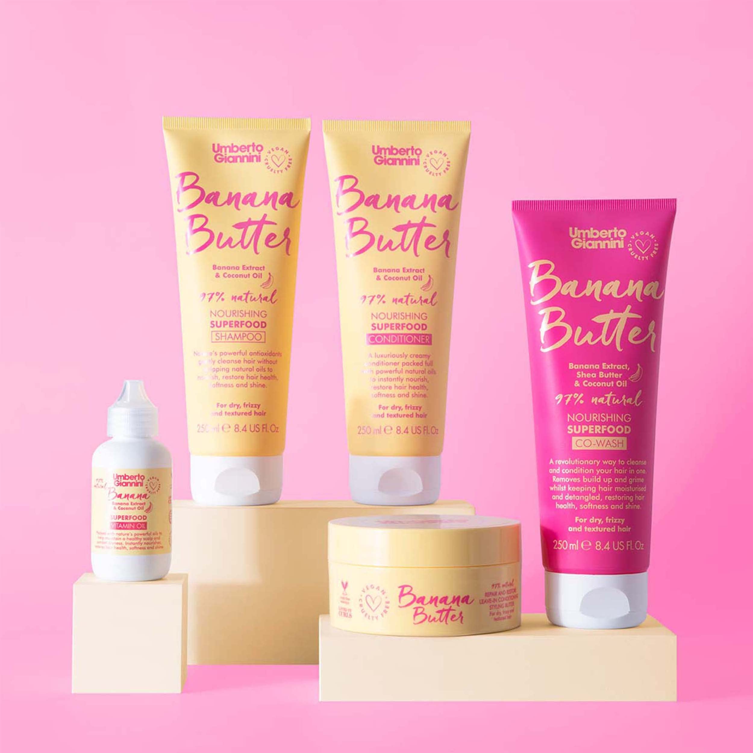 Umberto Giannini Banana Butter Nourishing Superfood Conditioner, Vegan & Cruelty Free Moisturising Formula for Dry, Textured or Frizzy Hair