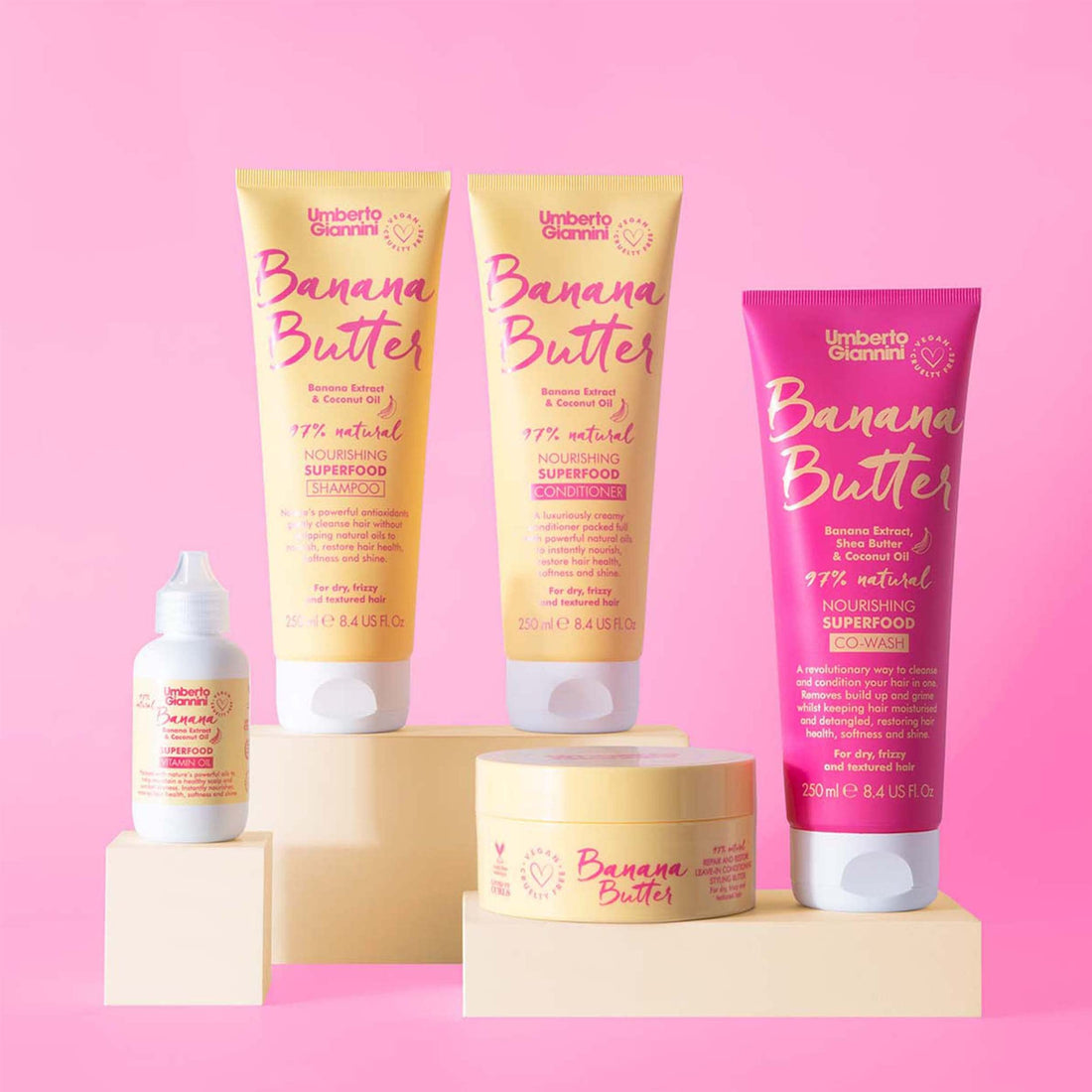 Umberto Giannini Banana Butter Nourishing Superfood Conditioner, Vegan & Cruelty Free Moisturising Formula for Dry, Textured or Frizzy Hair