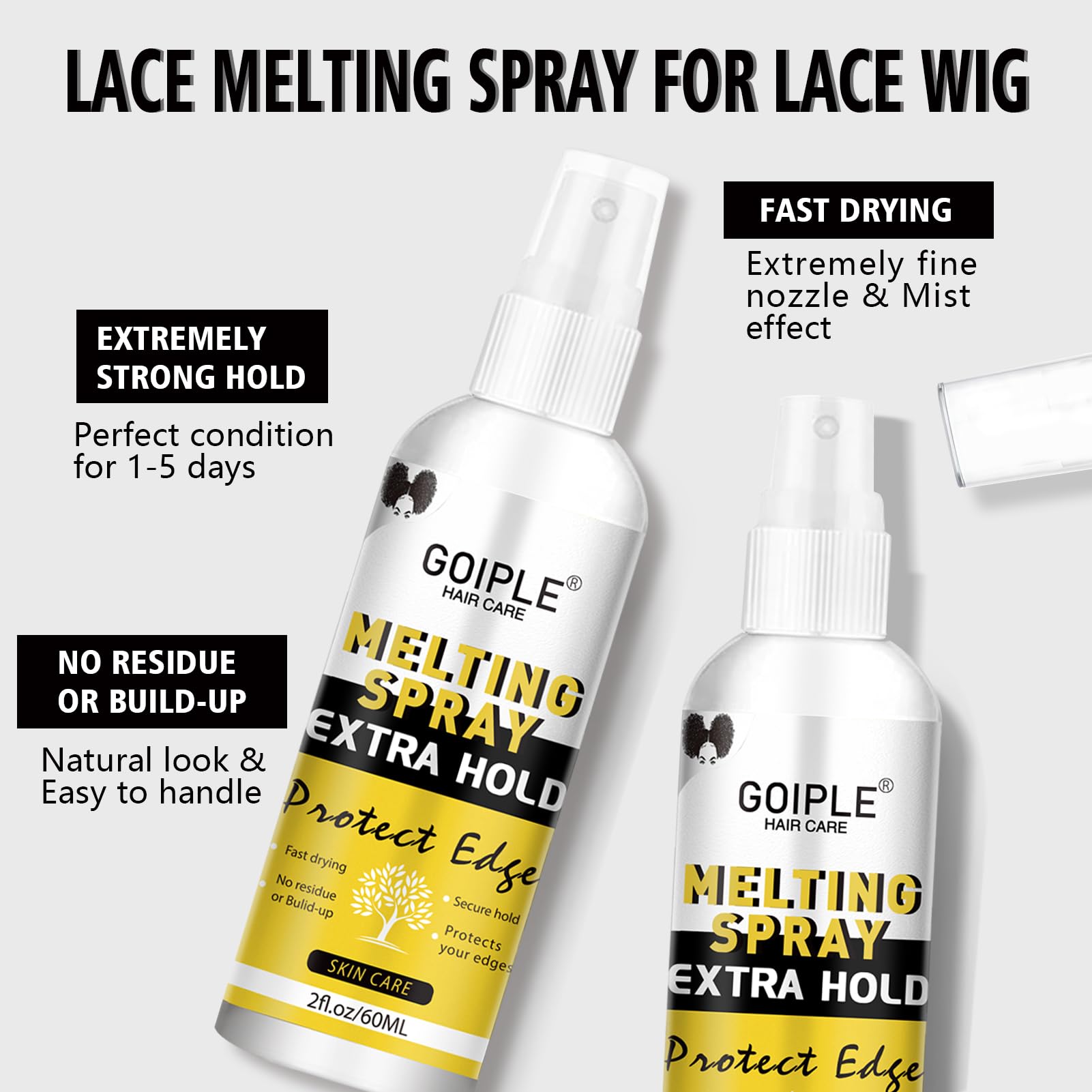 Wig Milk Spray for Synthetic Hair, Leave-in Conditioner Spray Conditioner & Detangler Moisturize Spray, Wig Glue Lace Glue for Lace Front Wigs Strong Hold Lace Adhesive Wig Accessory Essentials Kit