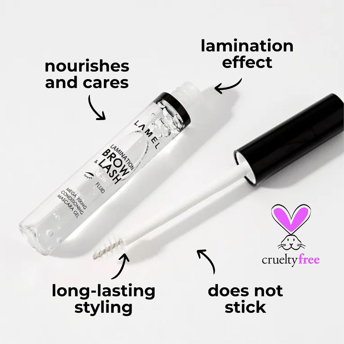 LAMEL Lamination Clear Brow and Lash Gel - Megafixing Eyebrow Glue, Eyebrow Gel, Waterproof & Sweat-Proof Clear Mascara, Setting for Feathered & Fluffy Brows - Flawless Eyebrow Makeup