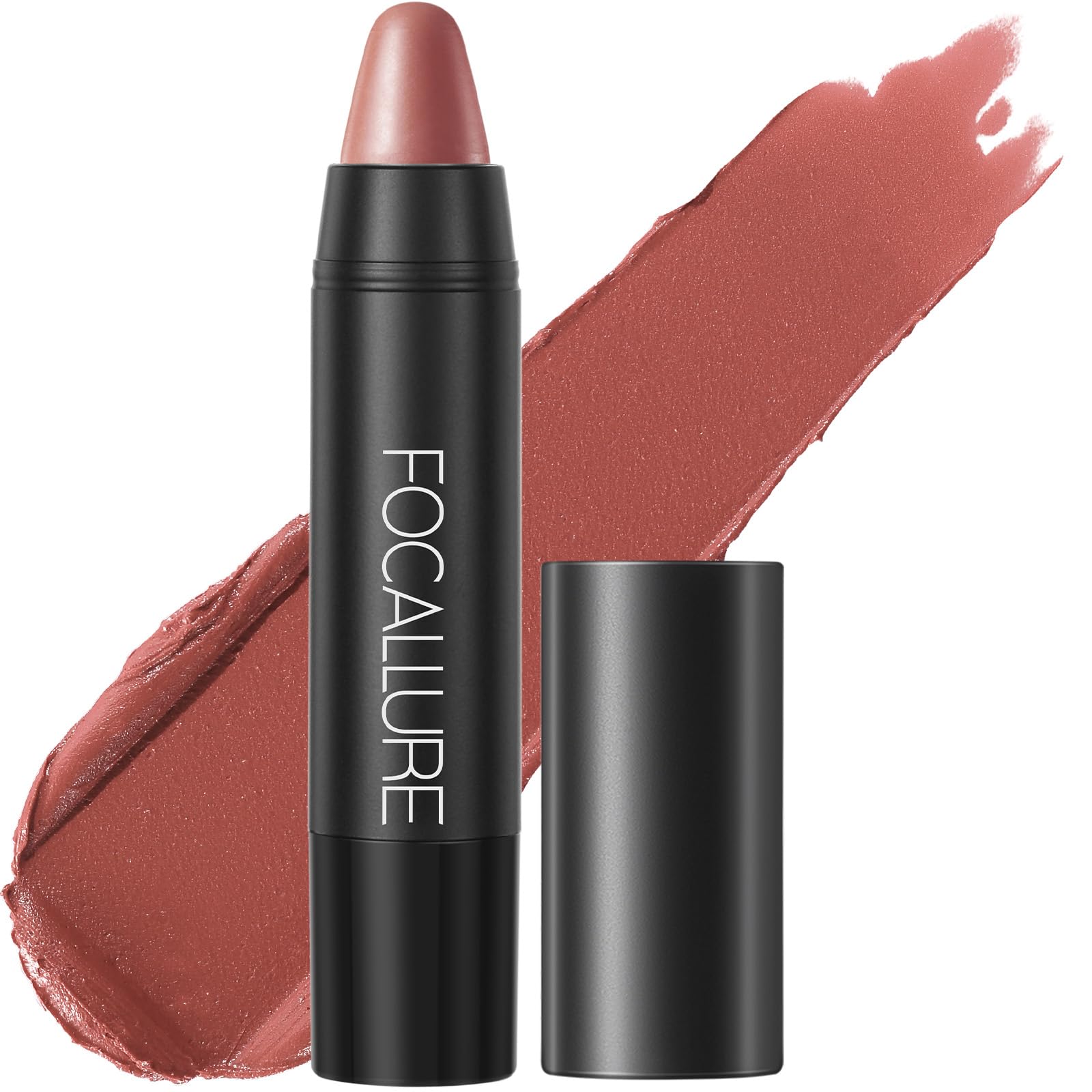 FOCALLURE Ultra Chic Matte Lipstick,Rich Vitamin E Lip Crayon,Lightweight Matte Color without Drying or Fading,Long Lasting Waterproof Lips Makeup,08