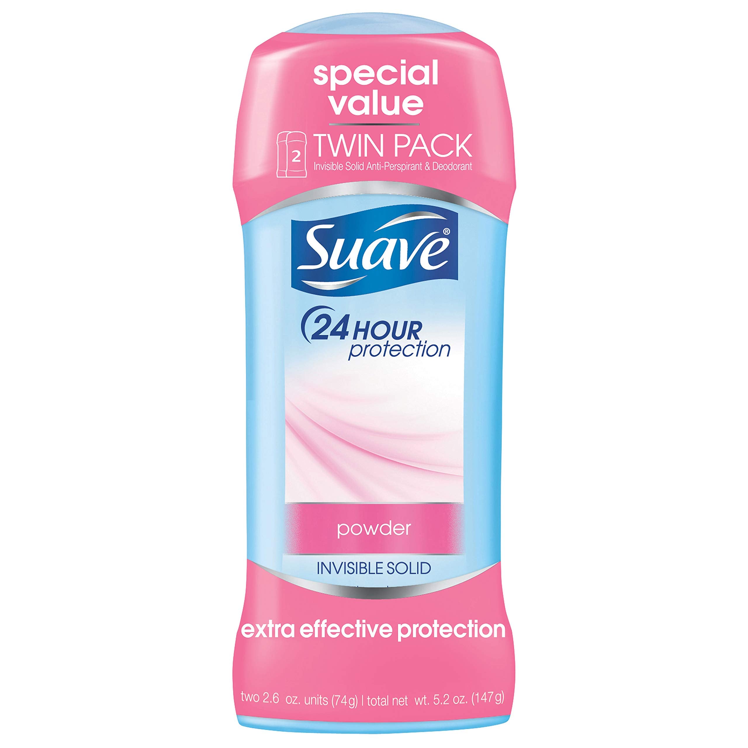 Suave 24 Hour Protection Invisible Solid Deodorant for Women, Powder - 5.2 oz - 4 pk