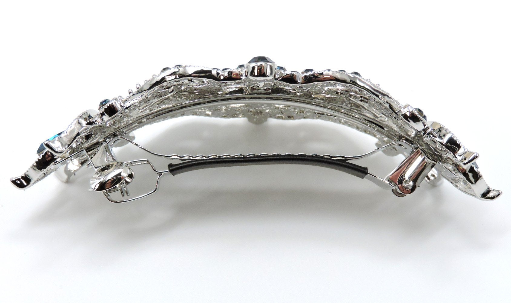 Faship Gorgeous Blue Rhinestone Crystal Big Floral Hair Barrette