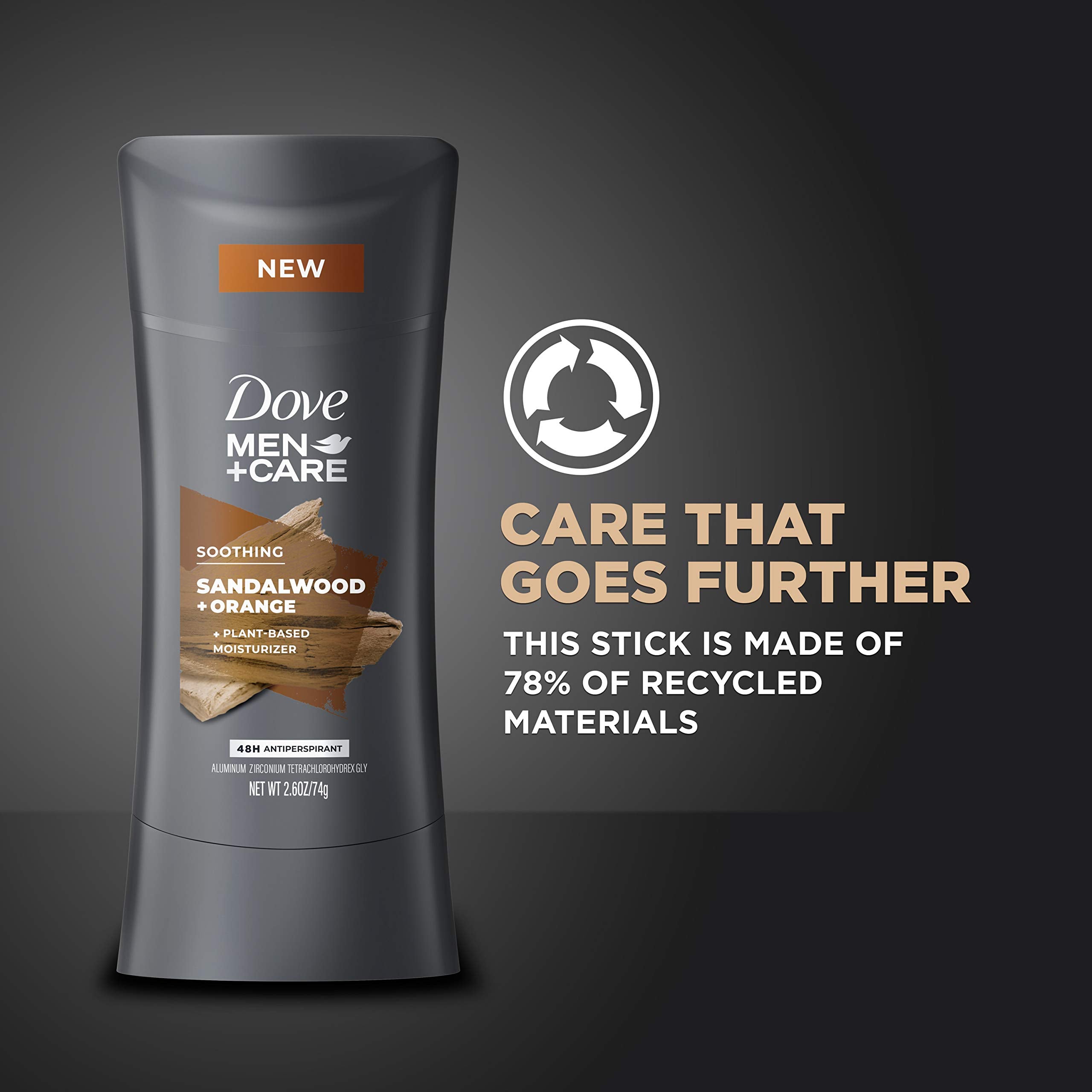 Dove Men+Care Antiperspirant Deodorant Antiperspirant Sandalwood + Orange Natural Inspired Deodorant for Men 2.6 OZ