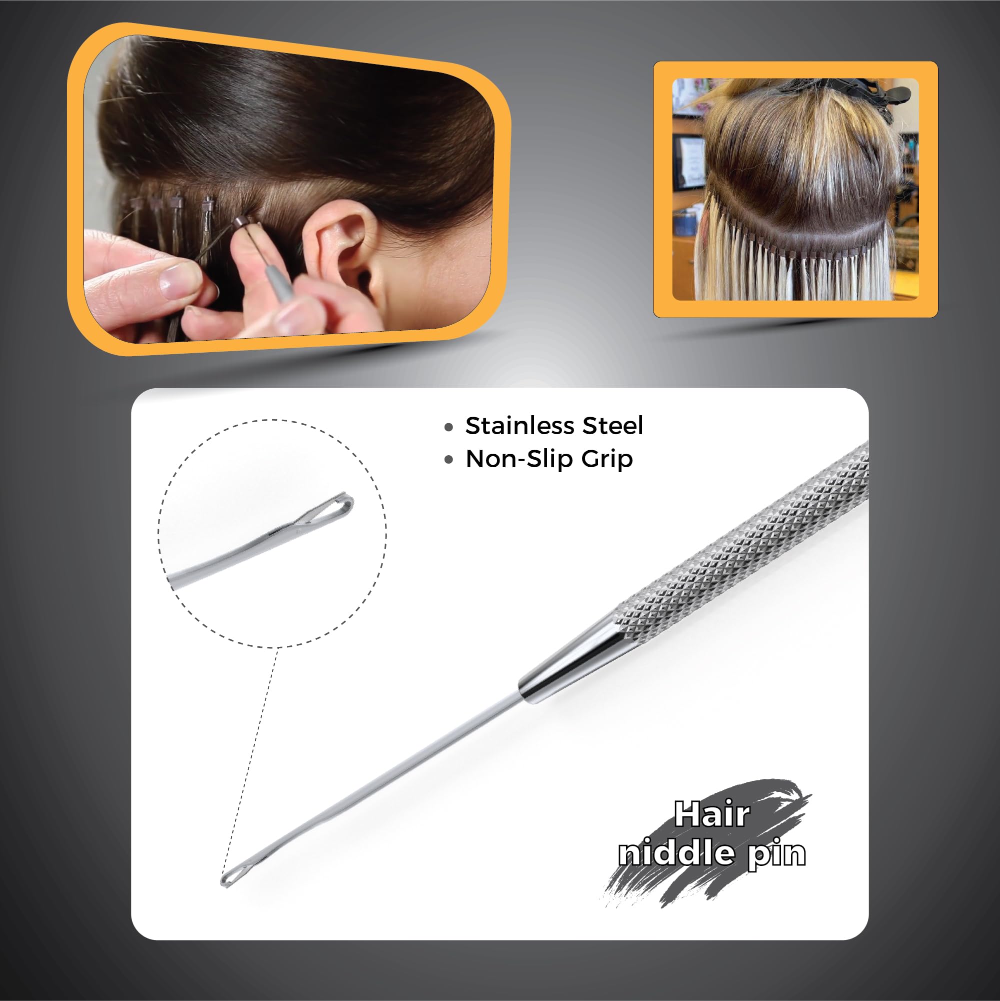 Suvorna Hairpal 3 Piece Micro Ring Hair Extension and Beading Plier Tool Kit Set, Polished Steel