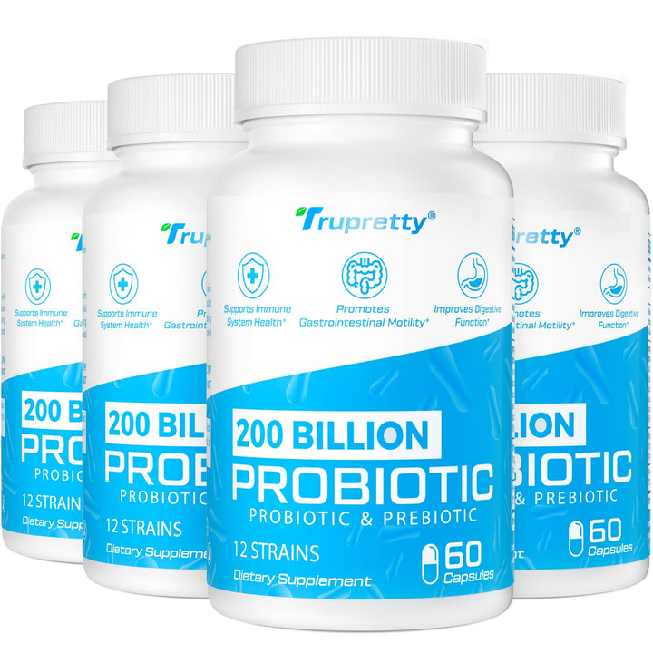 200 Billion Cfus 12 Strains Probiotic, with 3 Organic Prebiotics, Probiotics for Women Men, Daily Supplement for Immune, Gut, Digestive Health, Shelf Stable, Non GMO, 240 Caps (240-Days Supply)