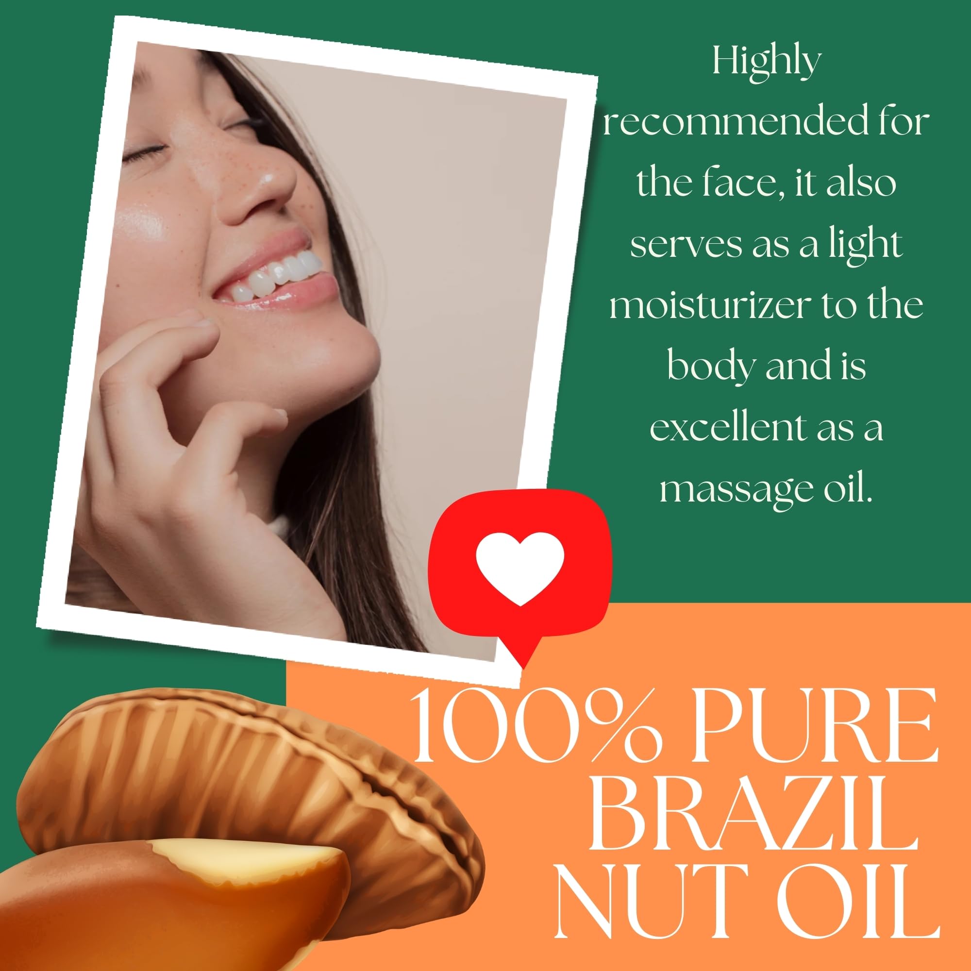 Best Nature's Cosmetics Virgin Organic Brazil Nut Oil, Hydrating Moisturizer for Skin & Hair, Cold-Pressed, Anti-Aging, Restores Radiance, Non-Greasy for Face & Body, Controls Frizz 2 Fl Oz - 60 ml