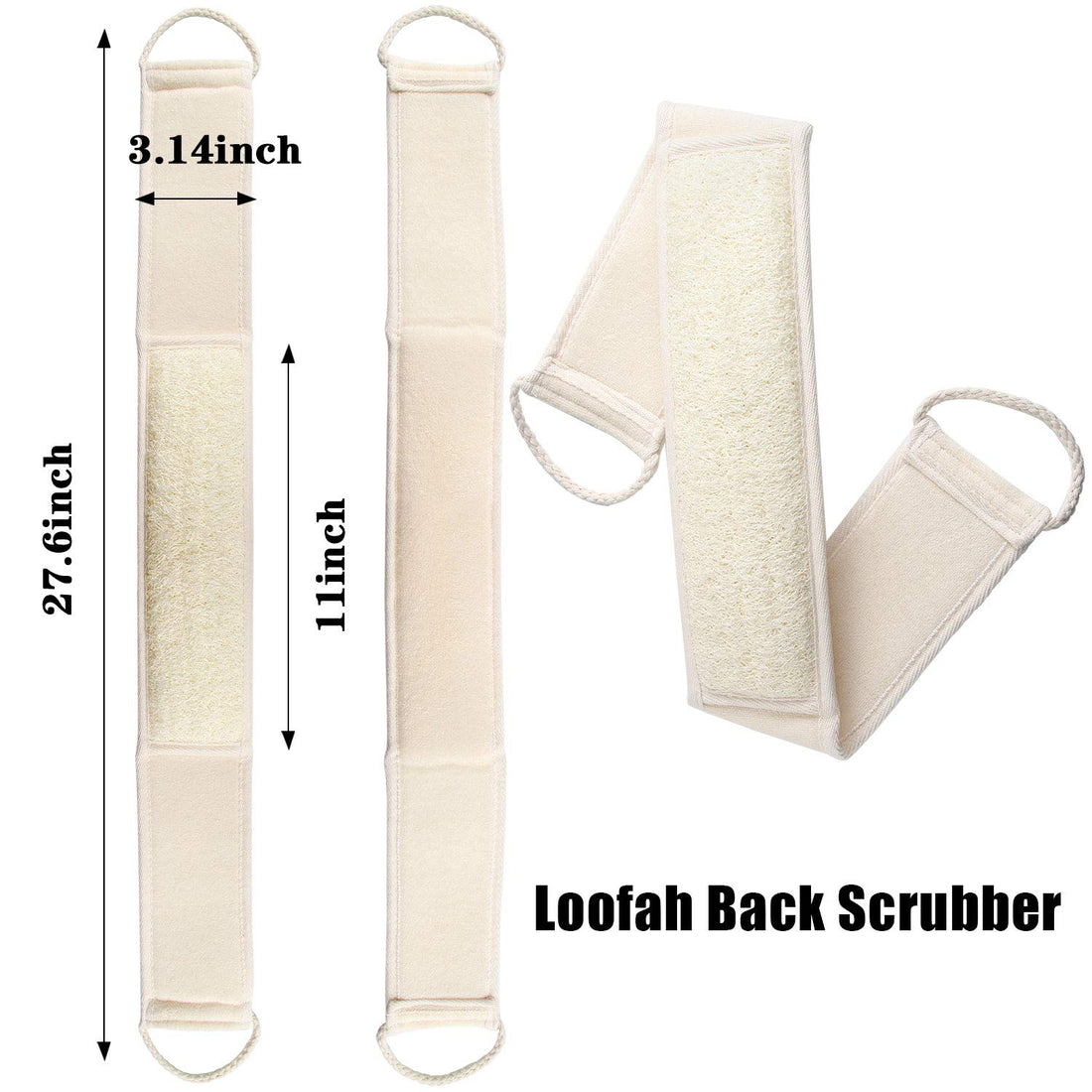 Loofah Body Scrubber - 4 PCS Exfoliating Loofah Back Scrubber Natural Luffa Shower Bath Sponge Exfoliating Washcloth Face Scrubber Pad for Deep Clean & Invigorate Your Skin (Free Suction Hooks)