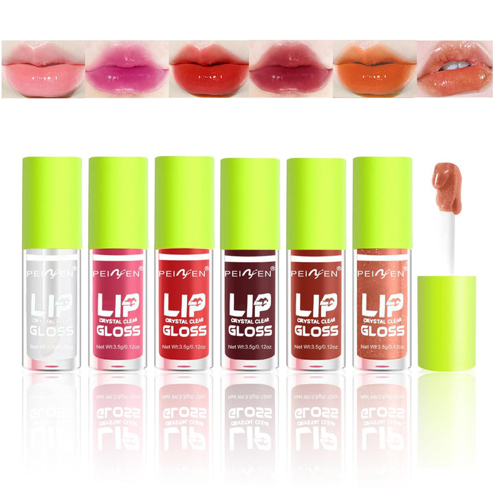 Loobexery 6 Colors Mini Fat Lip Gloss Oil - Hydrating Glow, Moisturizing, Shiny Transparent Toot Tinted Plumping, Nourishing Non-sticky