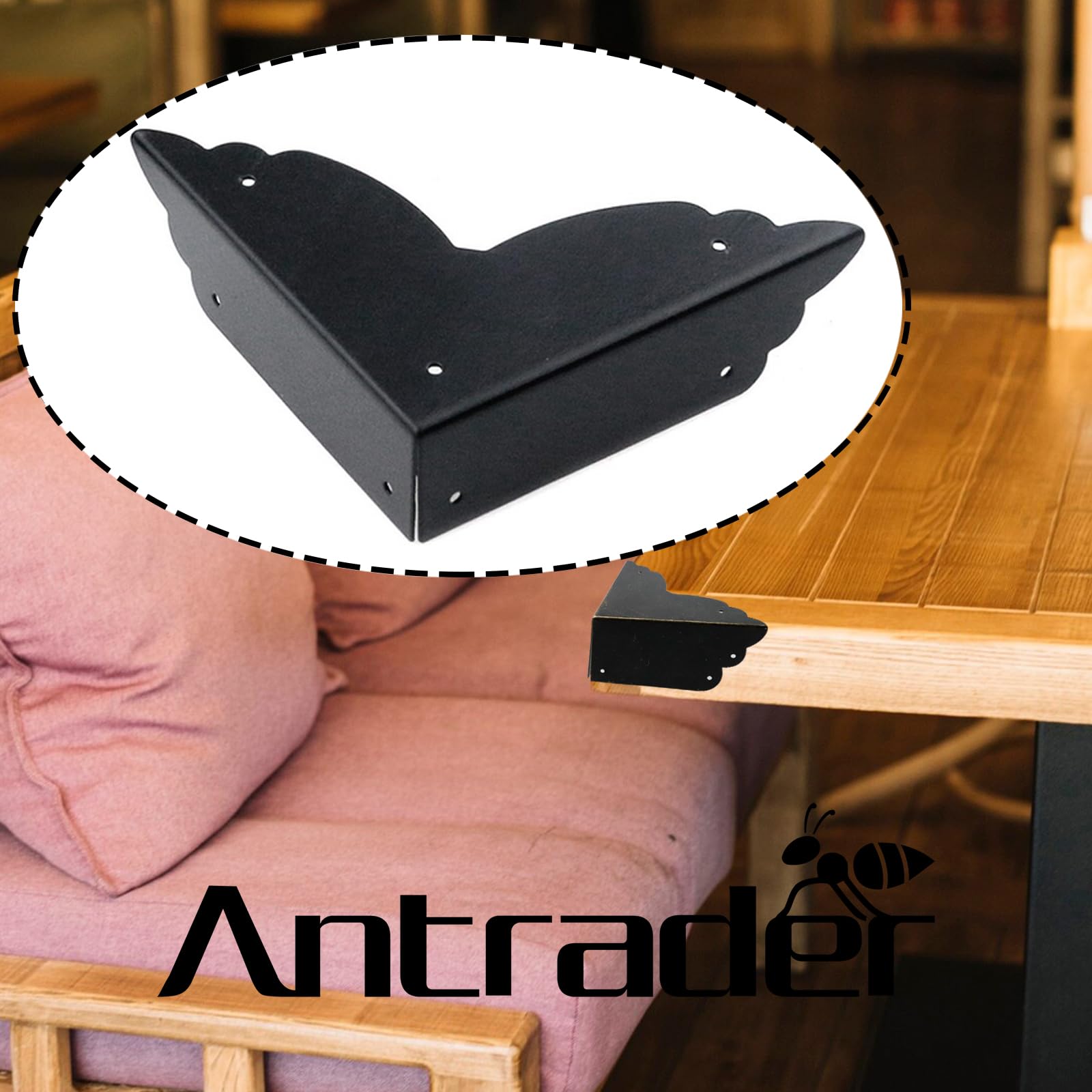 Antrader Metal Box Corner Protector Black Edge Safety Bumpers Furniture Corner Cover Guard Side Length 2.8 Pack of 12