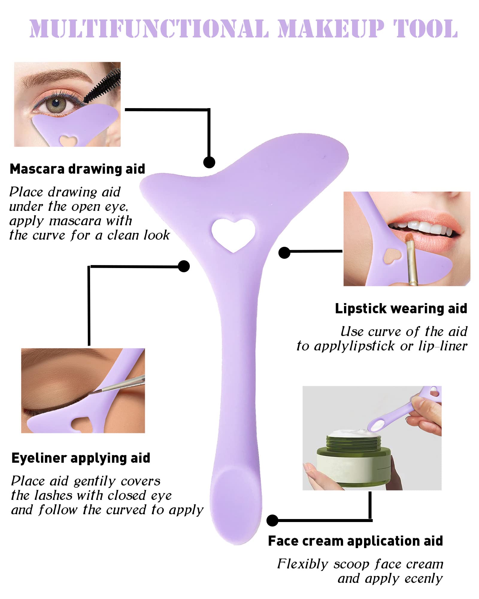 DogieLyn Slanted Ultra Thin Winged Eyeliner Brush Silicone Eye Liner Stencils Makeup Aid,Angled Eyeliner Brush Slanted-Small Thin Winged Liner Eyeshadow Eyebrow Tool(Purple)