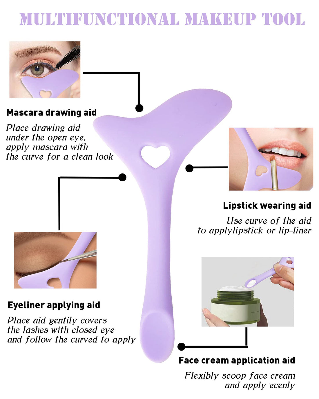 DogieLyn Slanted Ultra Thin Winged Eyeliner Brush Silicone Eye Liner Stencils Makeup Aid,Angled Eyeliner Brush Slanted-Small Thin Winged Liner Eyeshadow Eyebrow Tool(Purple)