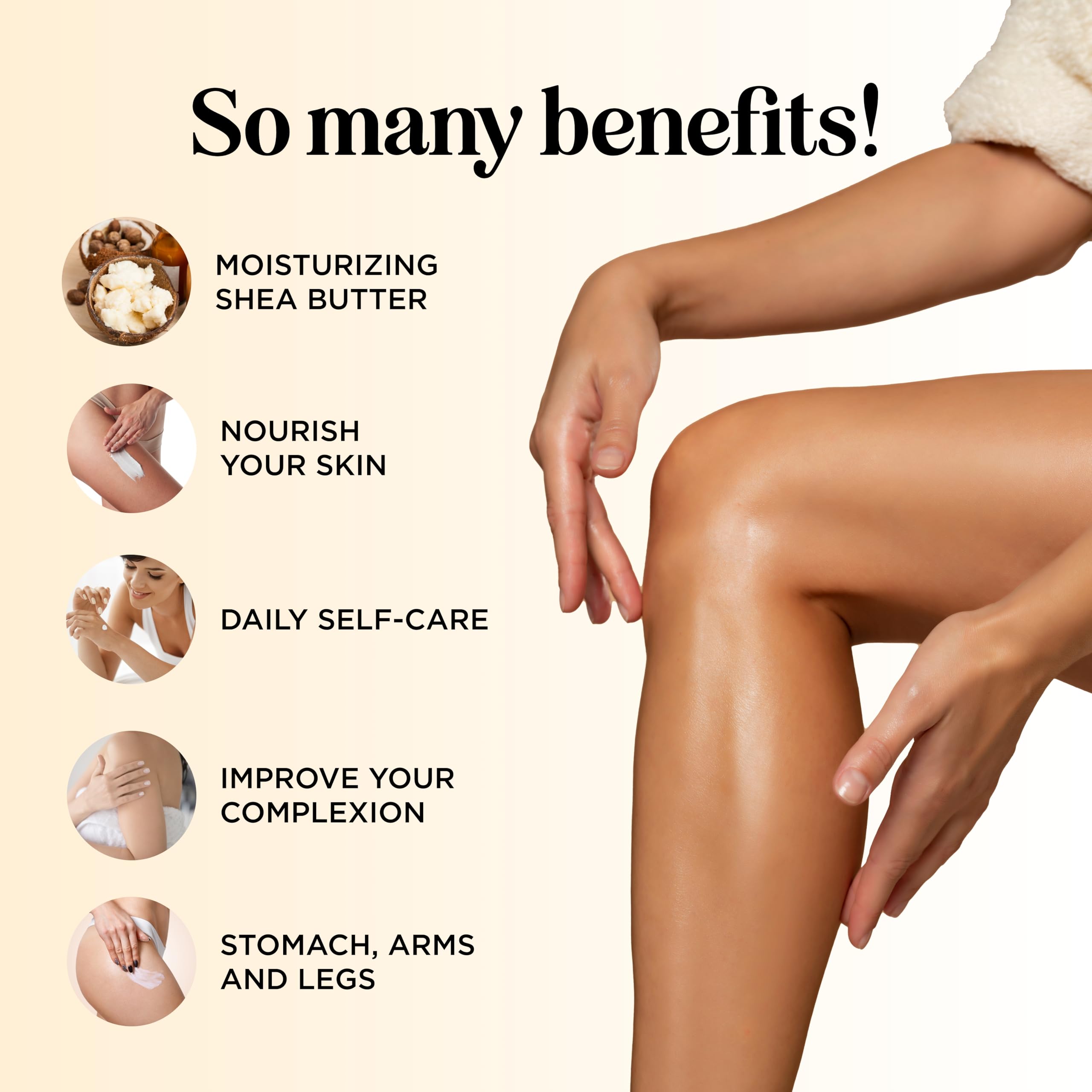 Concealing Caffeine Cream for Cellulite Reduction - Ultra Moisturizing Cellulite Cream for Thighs Butt and Belly with Rich Shea and Cocoa Butter - Light Scented Vegan Firming Body Lotion for Women